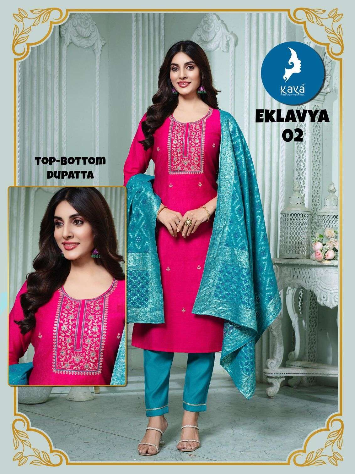 EKLAVYA BY KAYA KURTI IN VERTICAN SILK 3 PIECE STRAIGHT CUT CONCEPT 