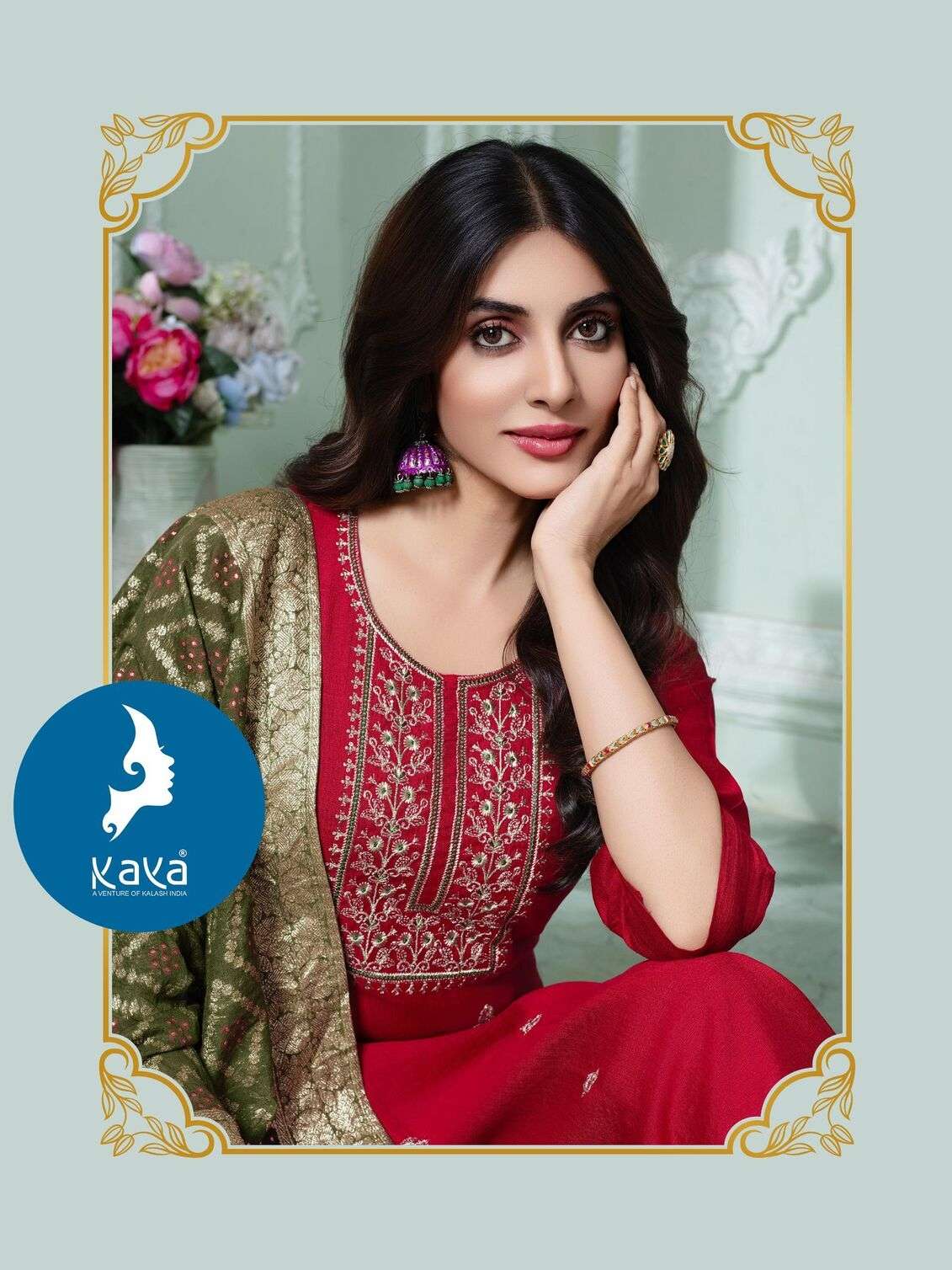 EKLAVYA BY KAYA KURTI IN VERTICAN SILK 3 PIECE STRAIGHT CUT CONCEPT 