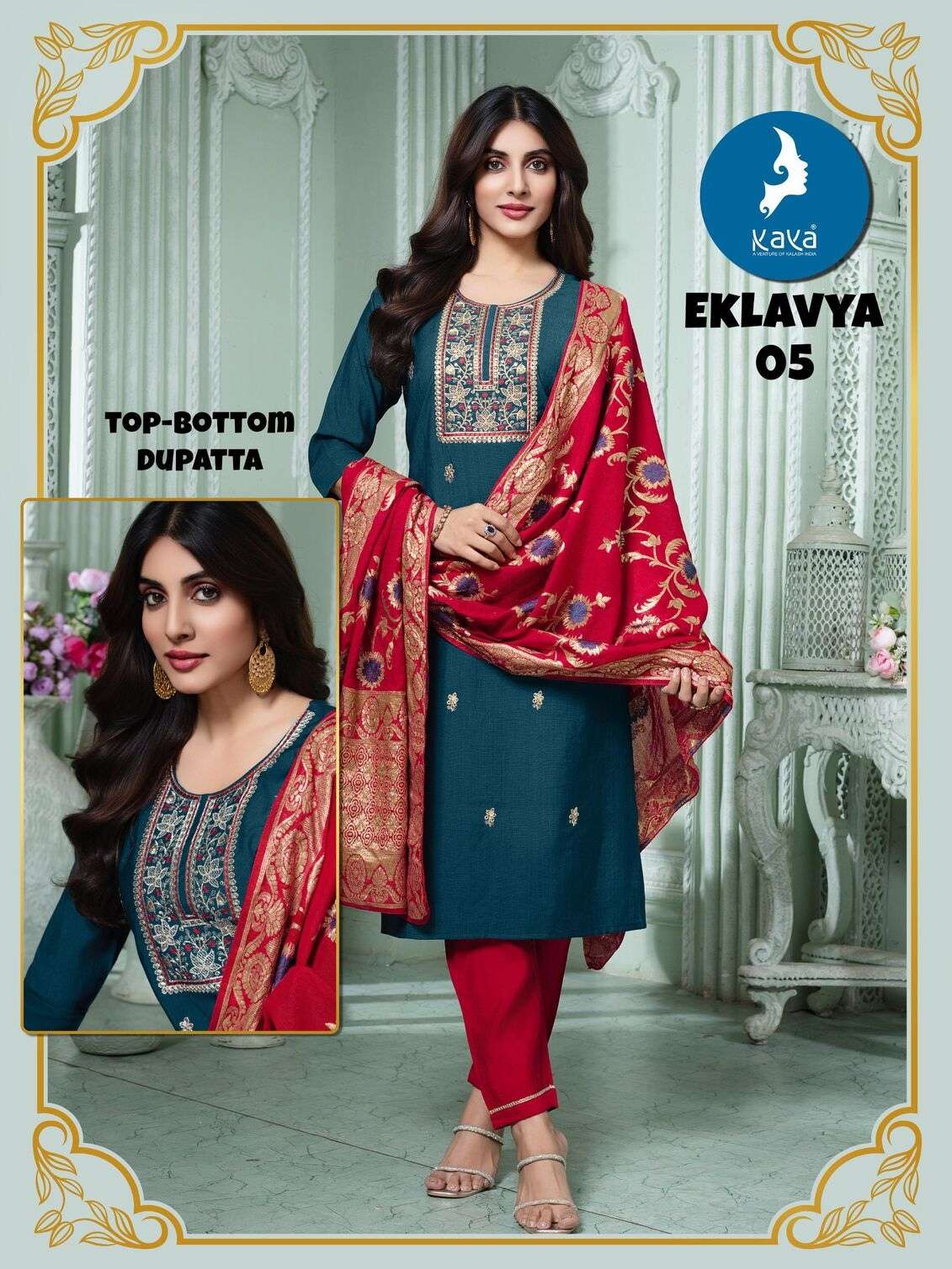 EKLAVYA BY KAYA KURTI IN VERTICAN SILK 3 PIECE STRAIGHT CUT CONCEPT 