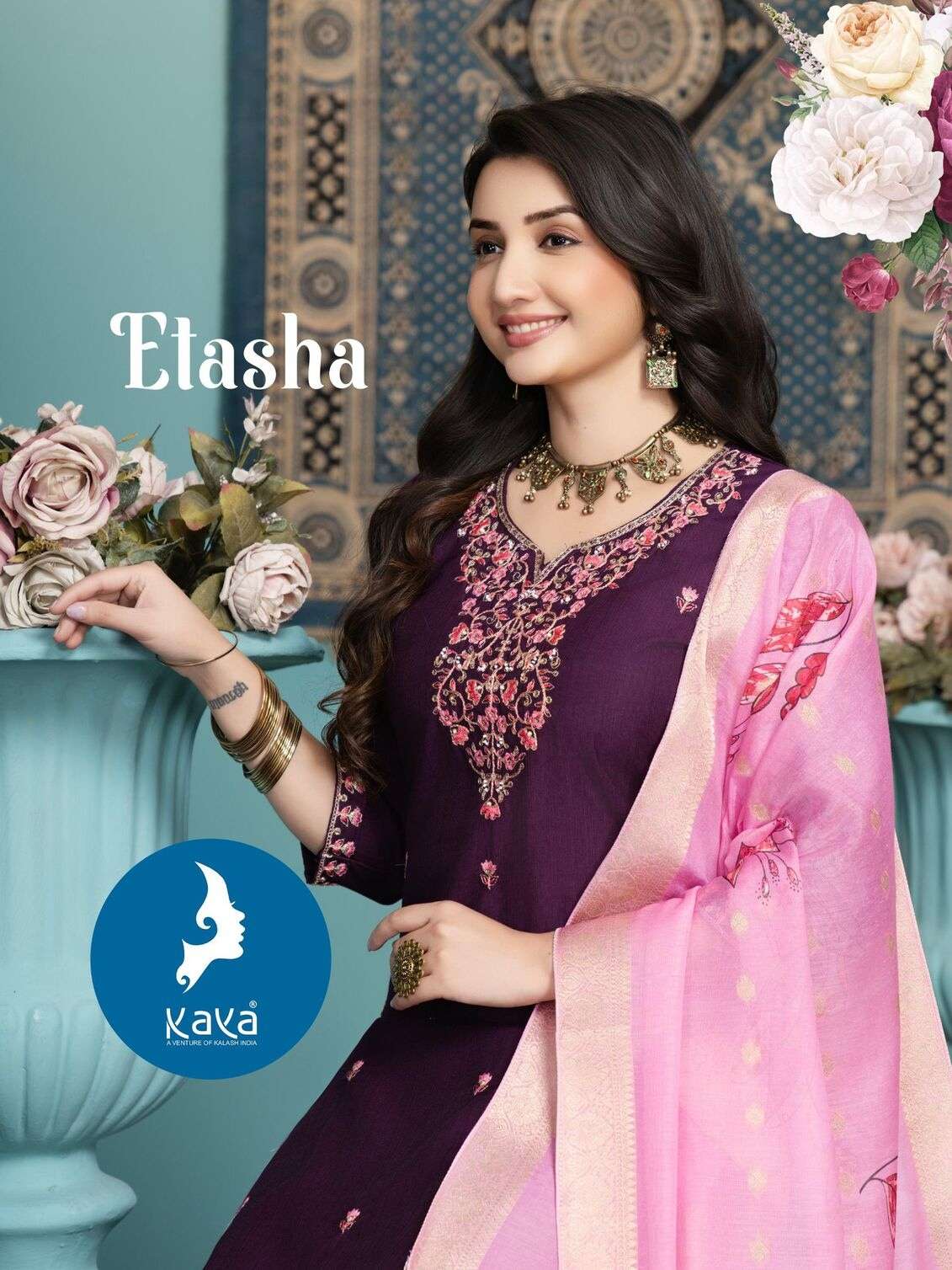 ETASHA BY KAYA KURTI IN VERTICAN SILK 3 PIECE STRAIGHT CUT CONCEPT 