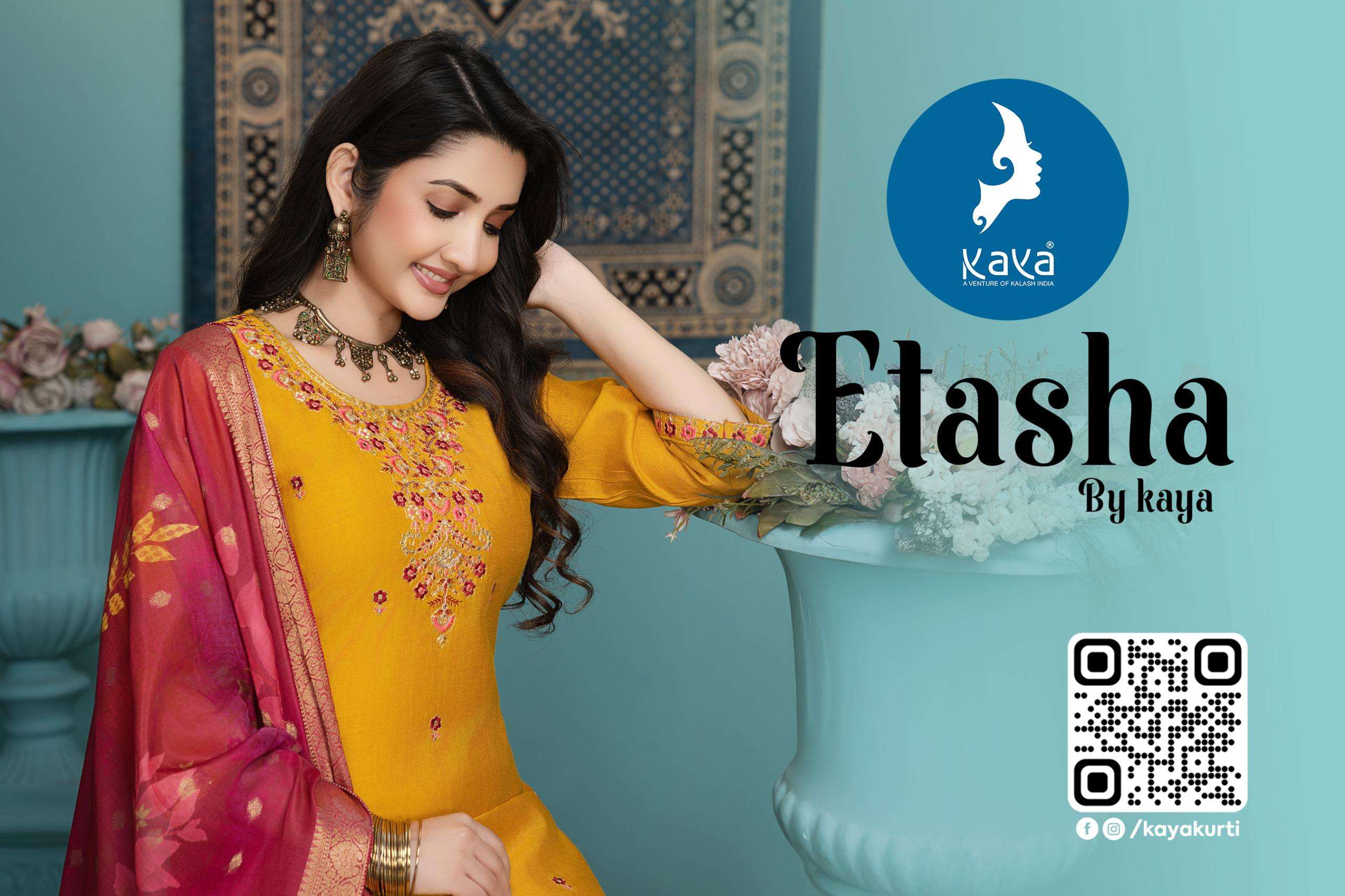 ETASHA BY KAYA KURTI IN VERTICAN SILK 3 PIECE STRAIGHT CUT CONCEPT 