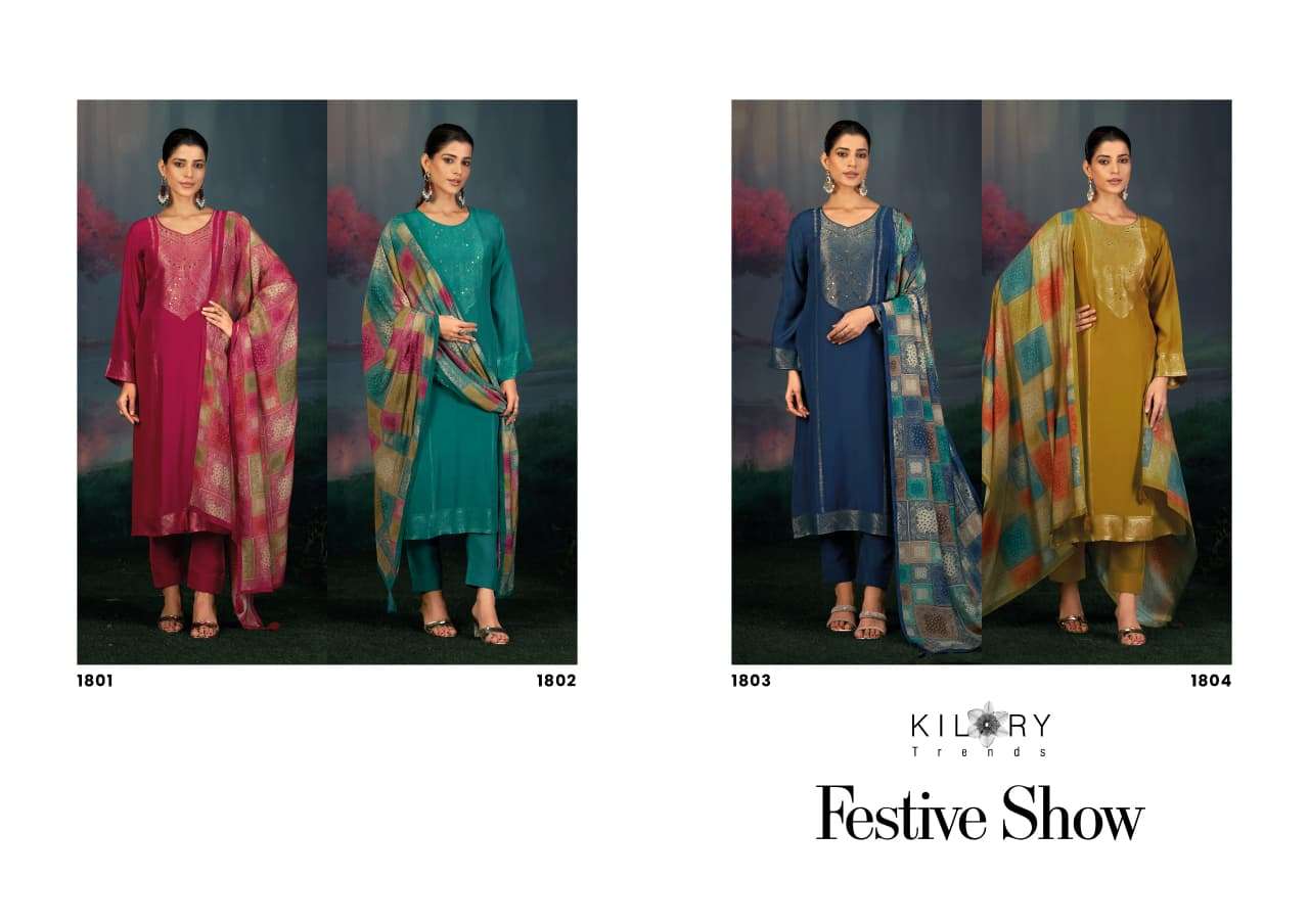 FESTIVE SHOW BY KILORY TRENDS IN PURE MUSLIN JACQUARD SILK WITH HANDWORK  
