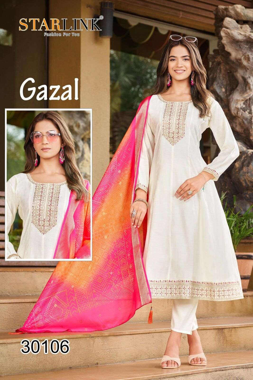 GAZAL BY STARLINK IN ROMAN SILK WITH FLAIR WITH FANCY EMBROIDERY WORK AND INNER