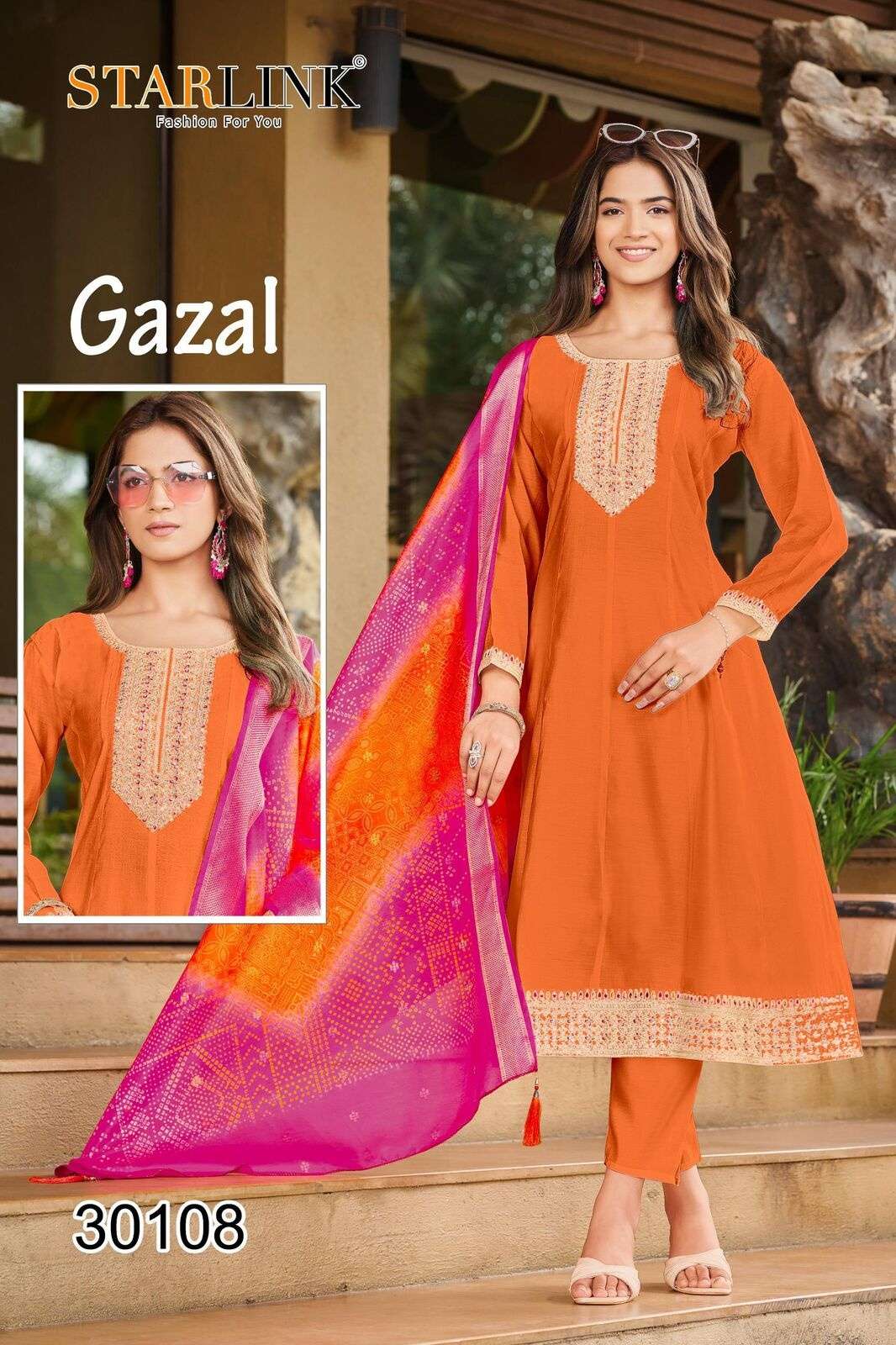 GAZAL BY STARLINK IN ROMAN SILK WITH FLAIR WITH FANCY EMBROIDERY WORK AND INNER