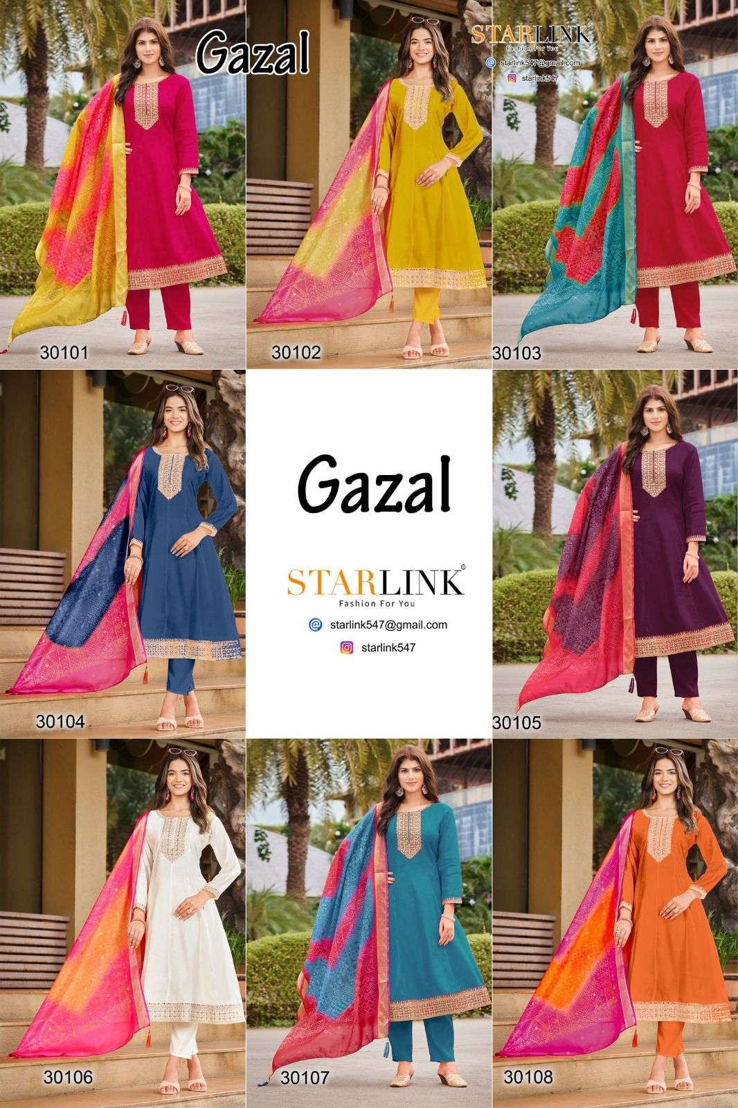 GAZAL BY STARLINK IN ROMAN SILK WITH FLAIR WITH FANCY EMBROIDERY WORK AND INNER