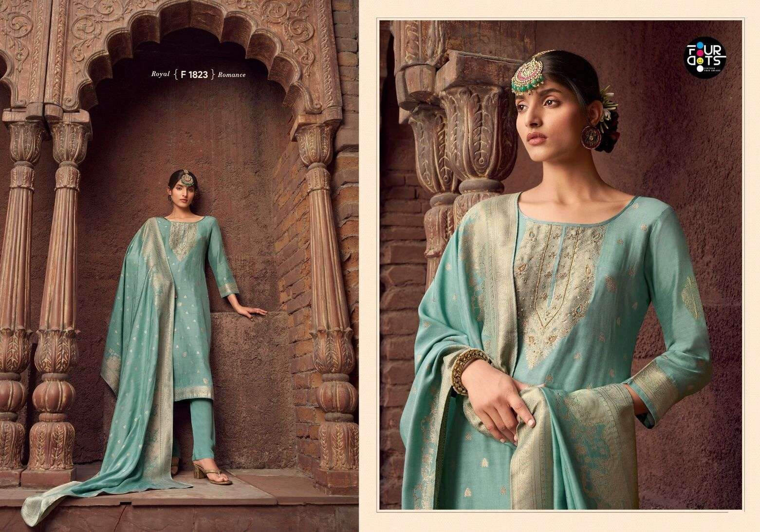 GAZALA VOL-2 BY FOURDOTS IN VISCOS MUSLIN JACQUARDS WITH HEAVY HAND WORK 