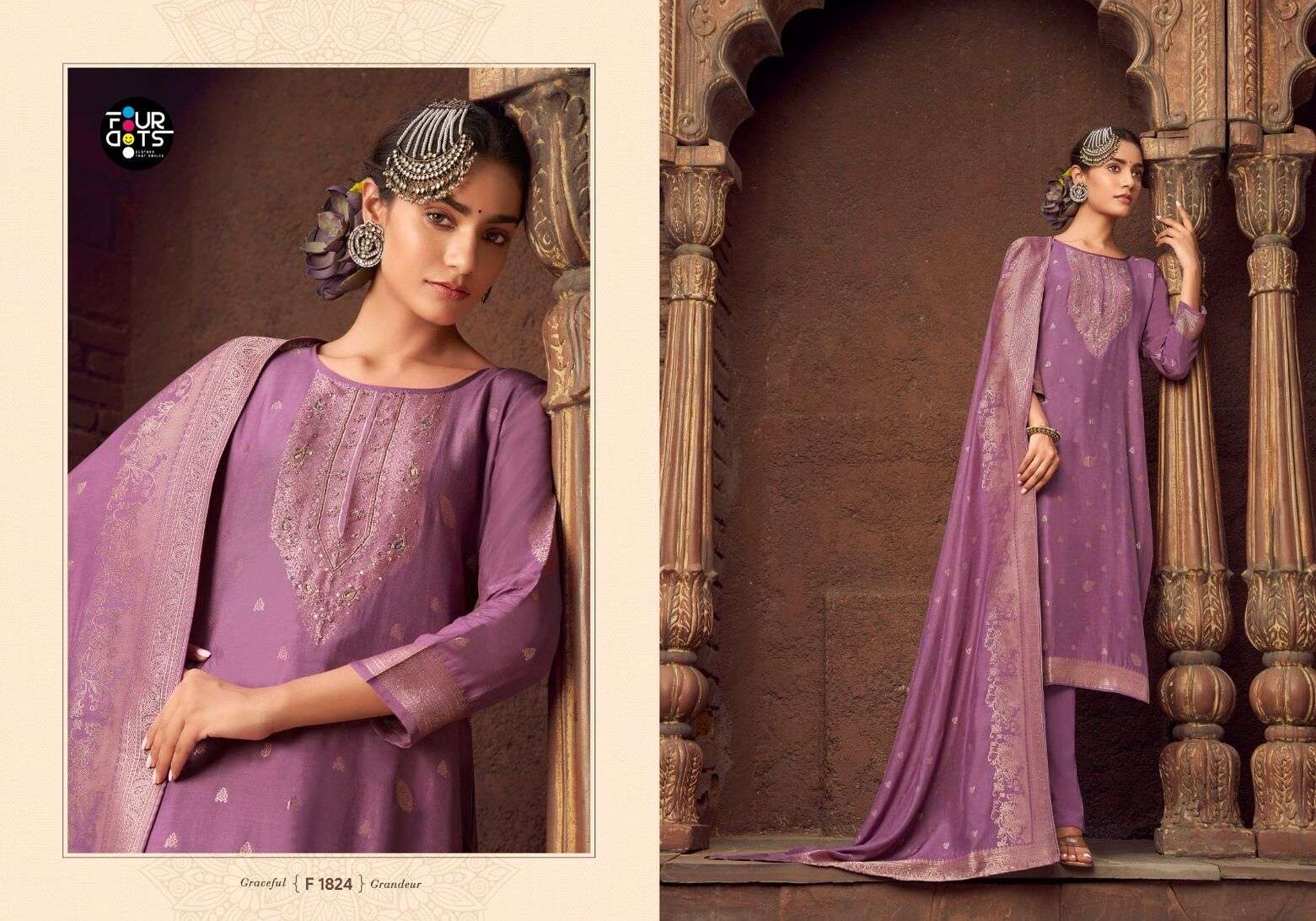 GAZALA VOL-2 BY FOURDOTS IN VISCOS MUSLIN JACQUARDS WITH HEAVY HAND WORK 