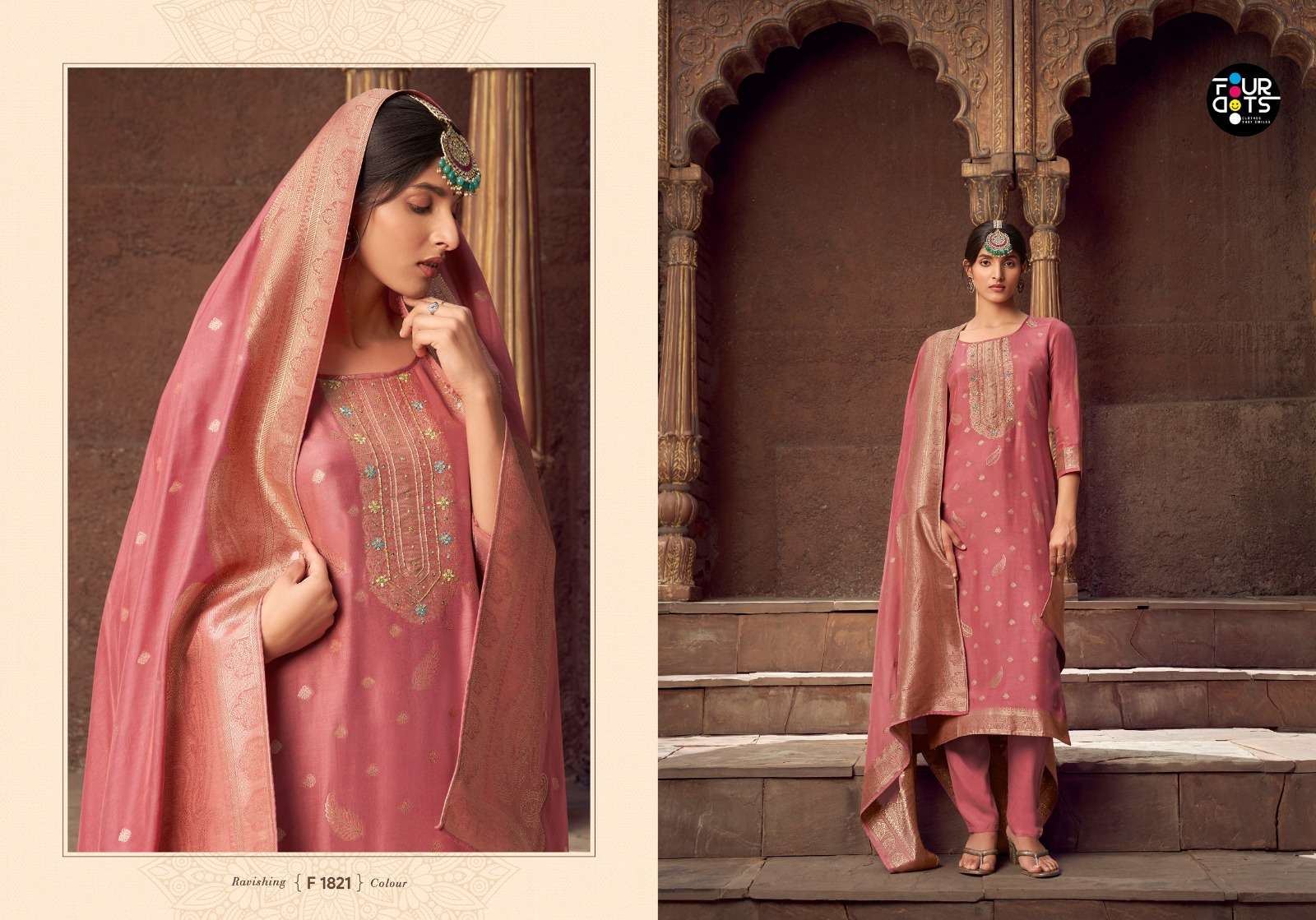 GAZALA VOL-2 BY FOURDOTS IN VISCOS MUSLIN JACQUARDS WITH HEAVY HAND WORK 