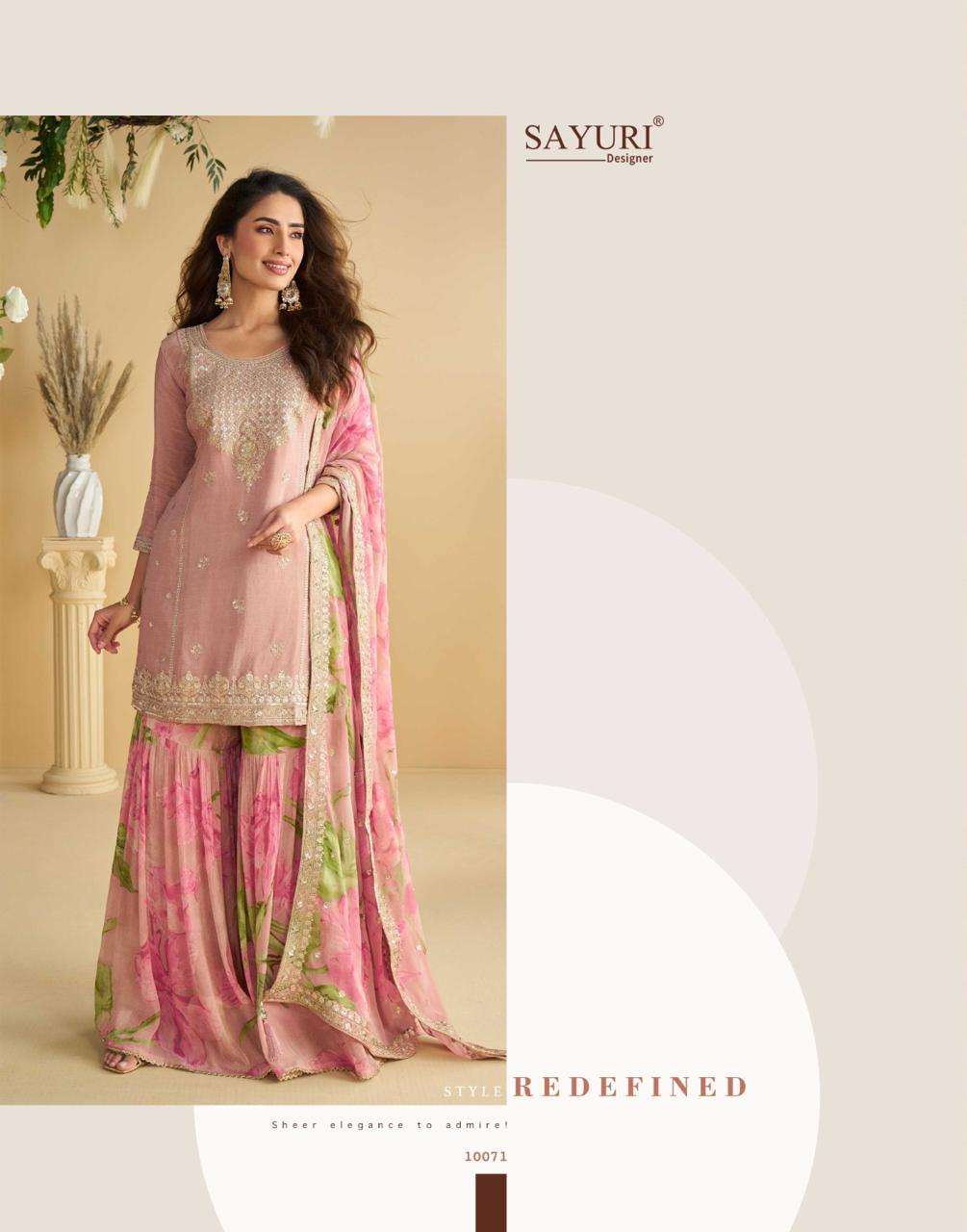 GULABO BY SAYURI DESIGNER IN REAL PREMIUM CHINON SILK WITH EMBROIDERED WORK 