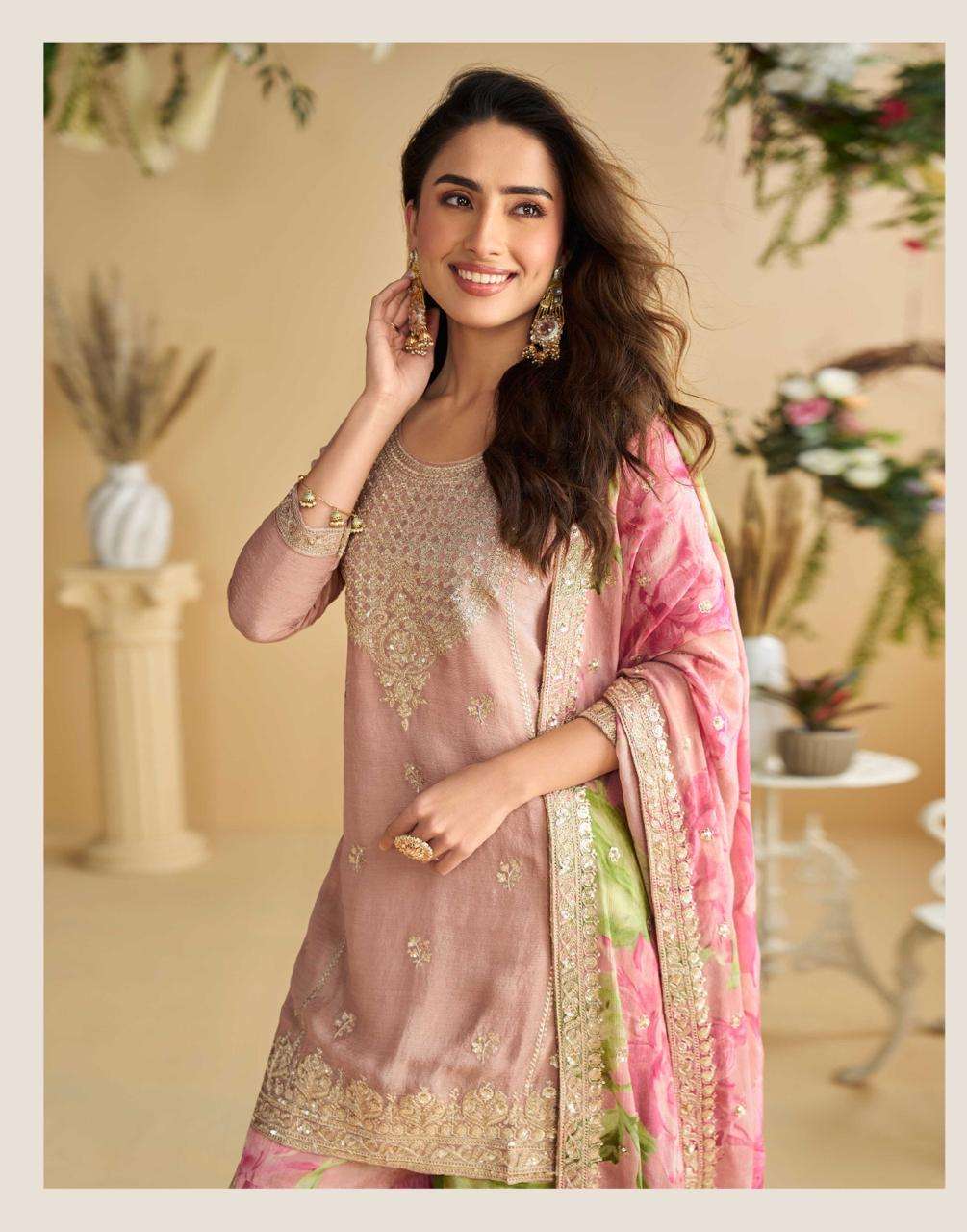 GULABO BY SAYURI DESIGNER IN REAL PREMIUM CHINON SILK WITH EMBROIDERED WORK 