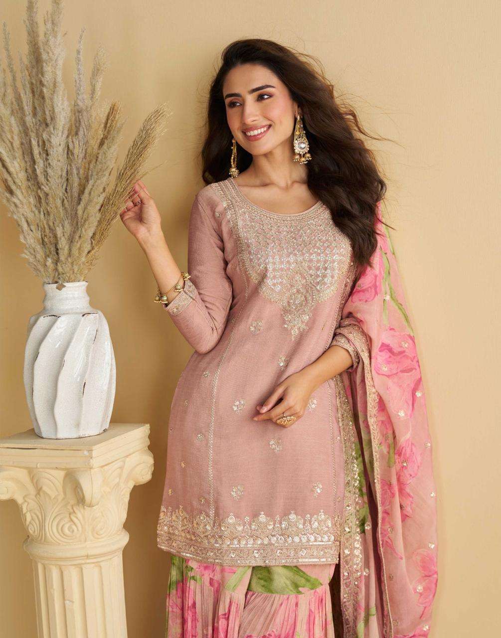 GULABO BY SAYURI DESIGNER IN REAL PREMIUM CHINON SILK WITH EMBROIDERED WORK 