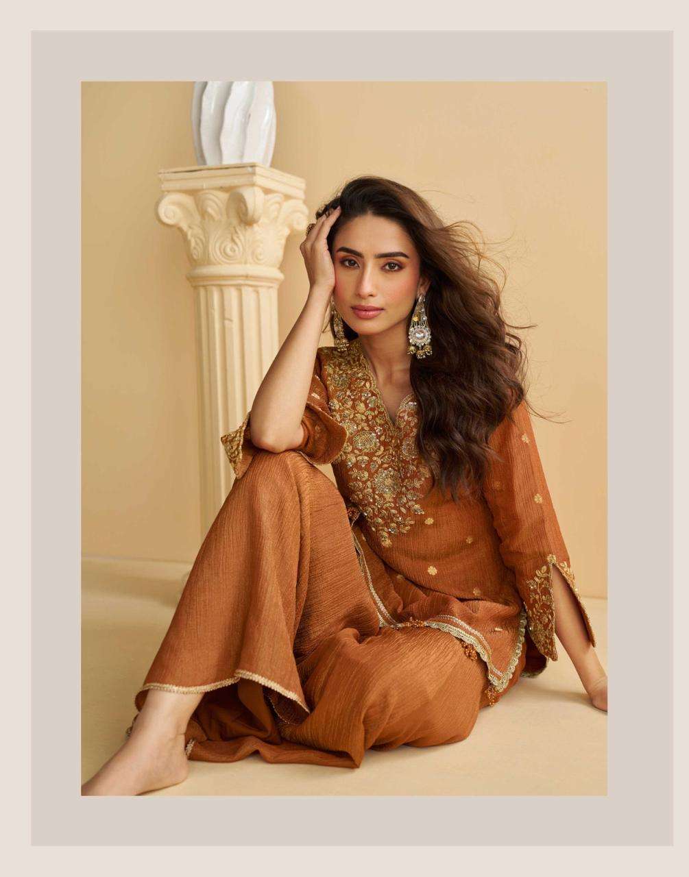 GULABO BY SAYURI DESIGNER IN REAL PREMIUM CHINON SILK WITH EMBROIDERED WORK 