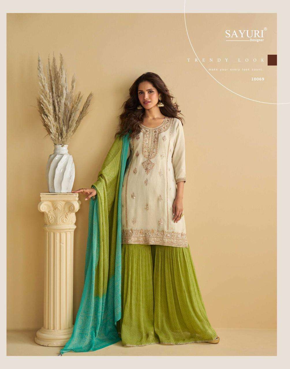 GULABO BY SAYURI DESIGNER IN REAL PREMIUM CHINON SILK WITH EMBROIDERED WORK 