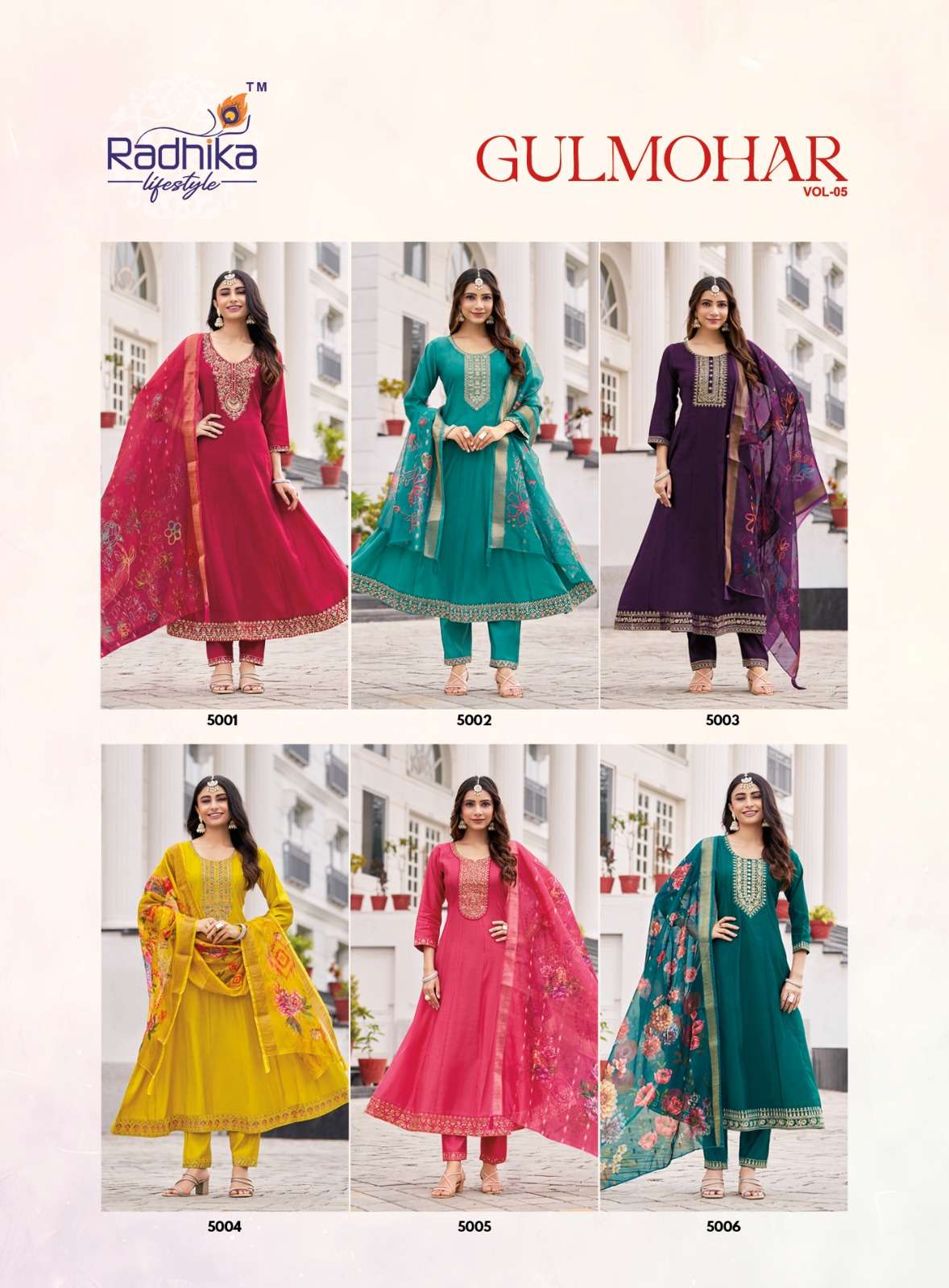 GULMOHAR VOL-5 BY RADHIKA LIFESTYLE IN HEAVY ROMAN SILK WITH EMBROIDERY WORK 