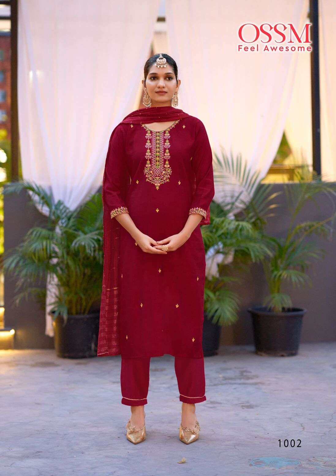 GUNGUN BY OSSM IN VISCOS VATICAN SILK WITH HEAVY EMBROIDERY WORK 