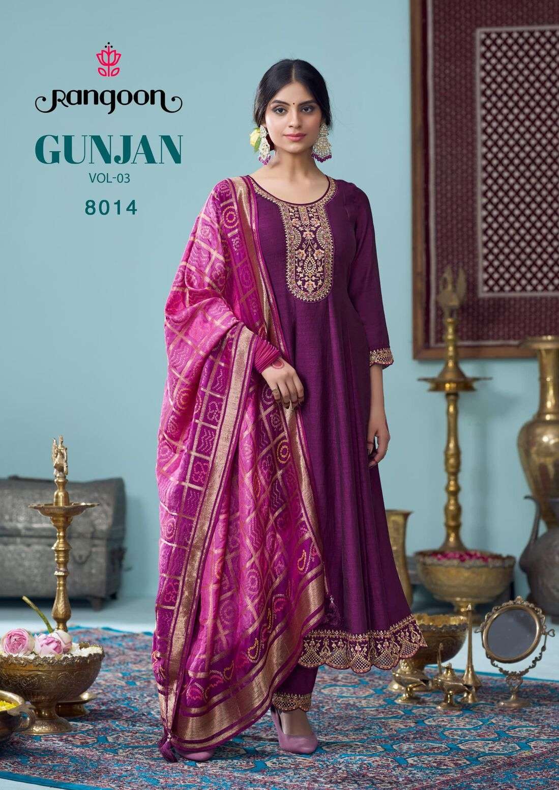 GUNJAN VOL-3 BY RANGOON IN SILK WITH FANCY EMBROIDERY WORK FULL INNER ANARKALI STYLE 