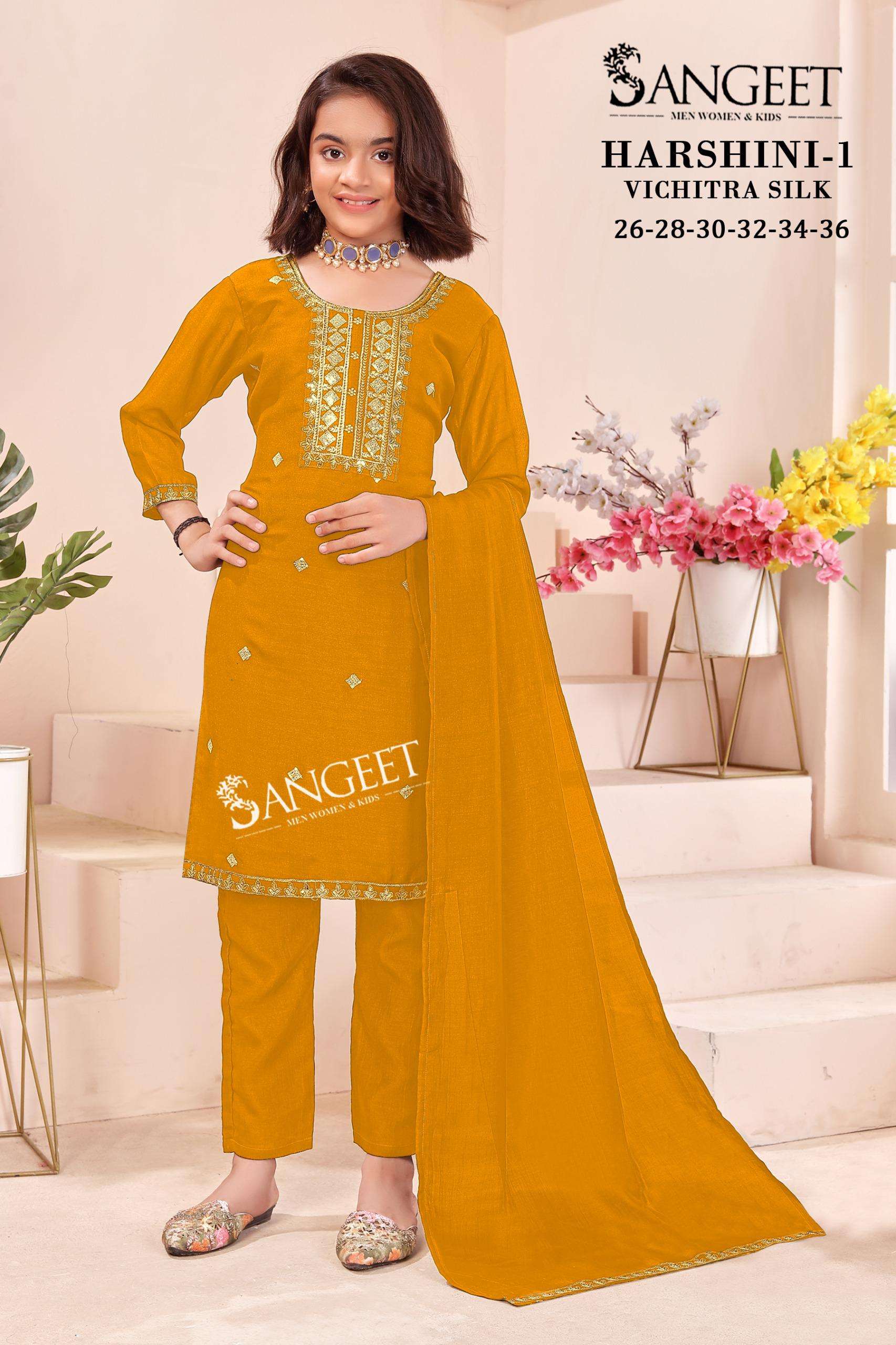HARSHINI-1 BY SANGEET IN VICHITRA BLOOMING SILK WITH HEAVY EMBROIDERY NECK AND LACE 