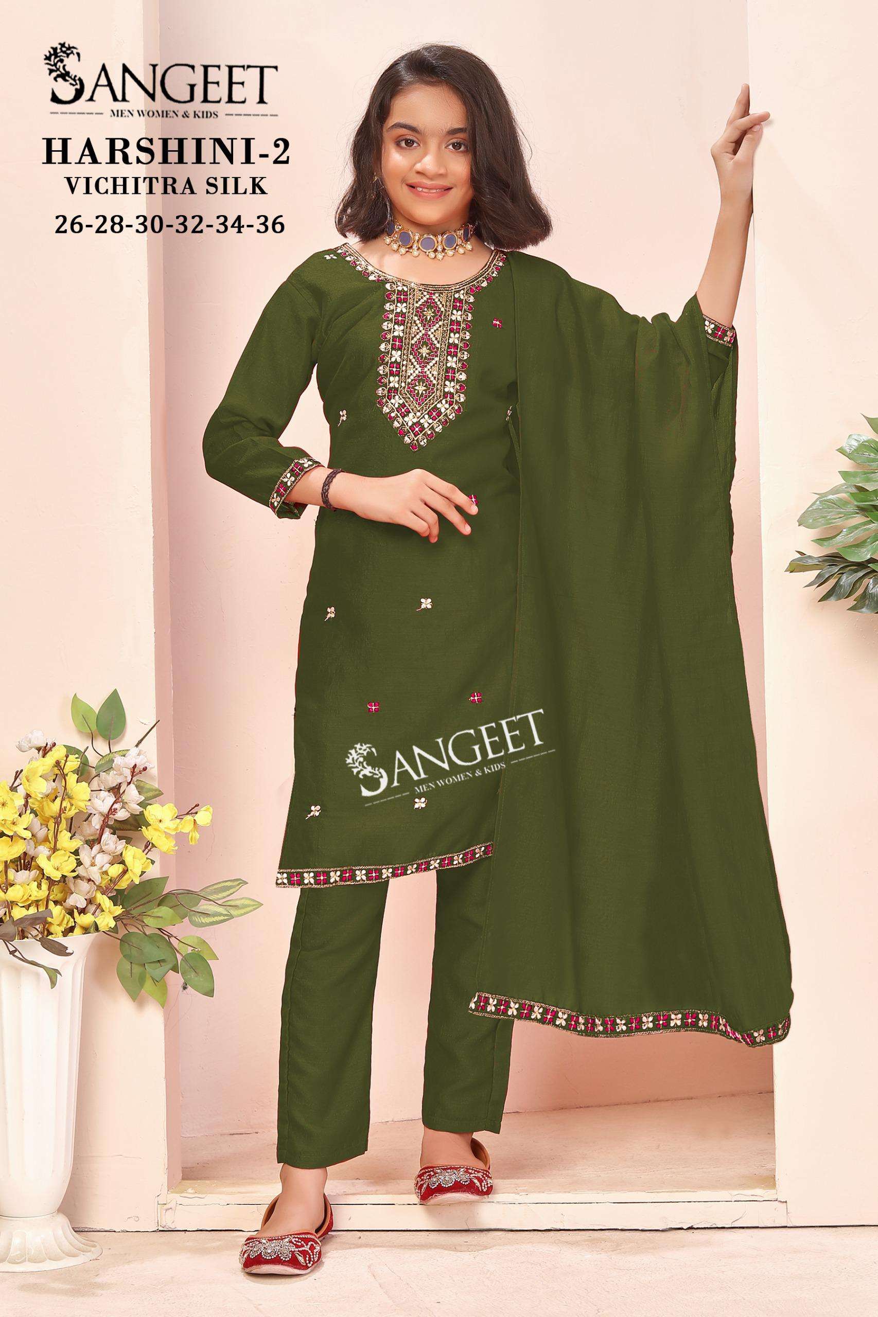 HARSHINI-2 BY SANGEET IN VICHITRA BLOOMING SILK WITH HEAVY EMBROIDERY NECK AND LACE 