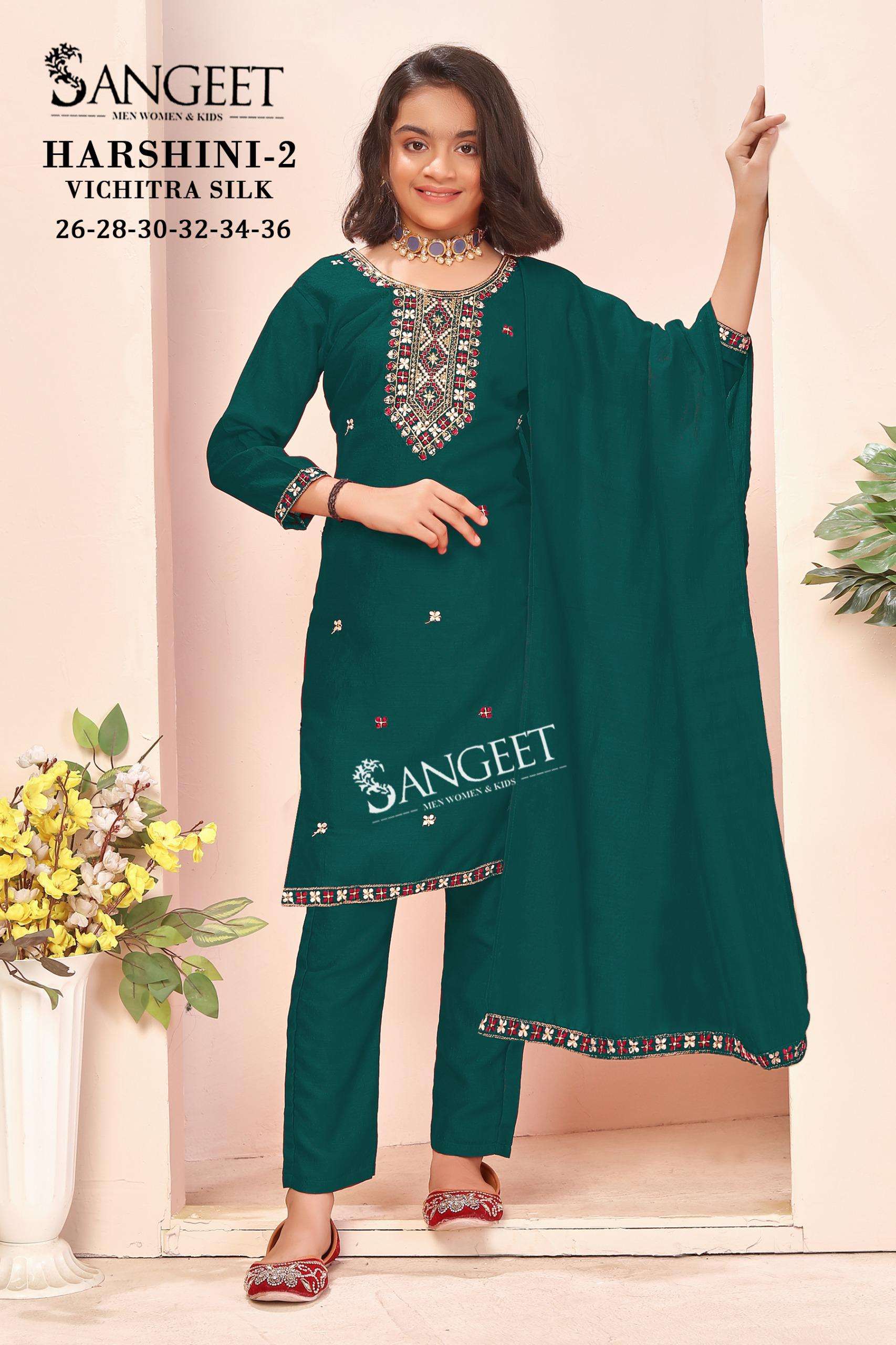 HARSHINI-2 BY SANGEET IN VICHITRA BLOOMING SILK WITH HEAVY EMBROIDERY NECK AND LACE 