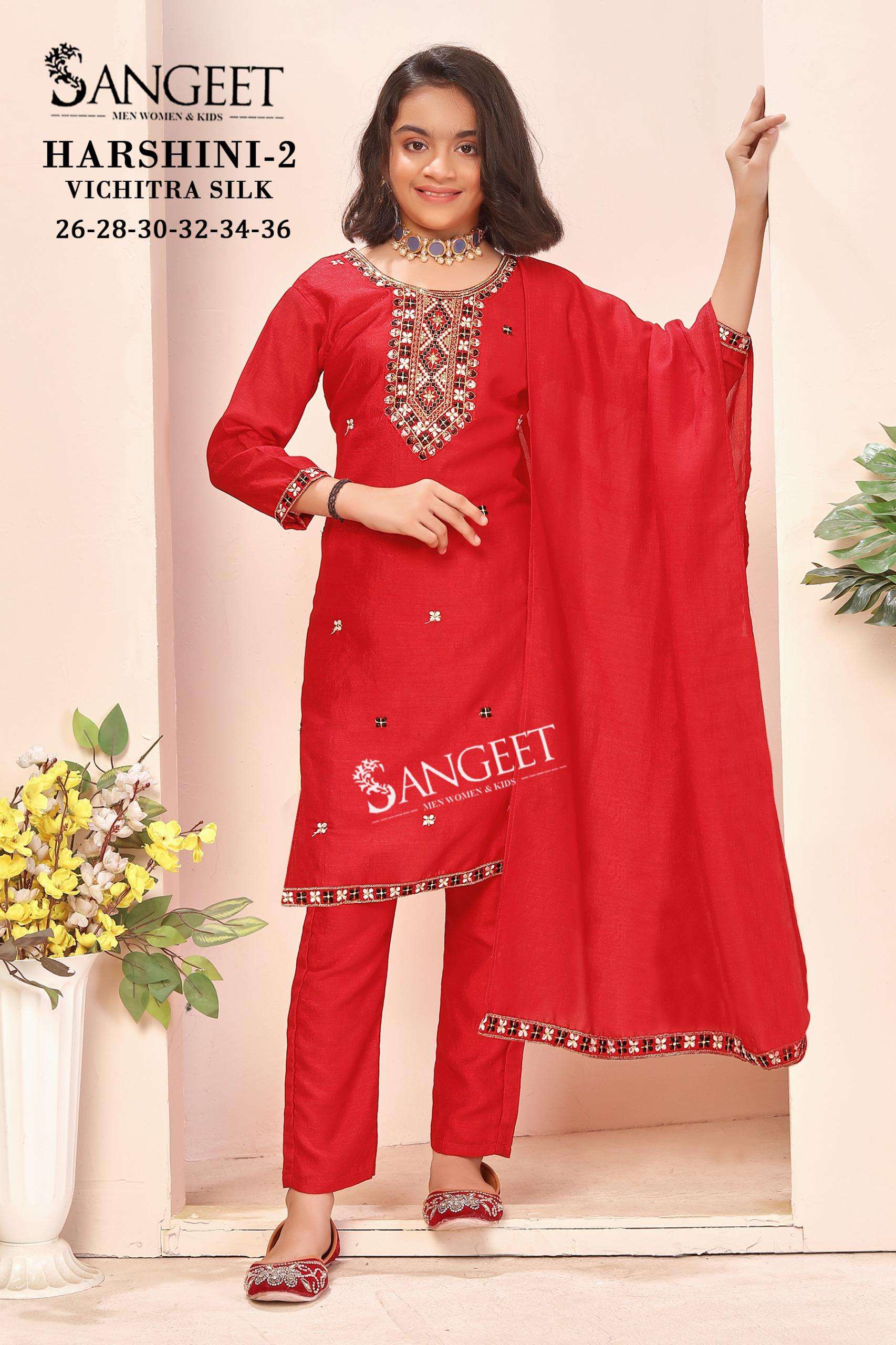 HARSHINI-2 BY SANGEET IN VICHITRA BLOOMING SILK WITH HEAVY EMBROIDERY NECK AND LACE 