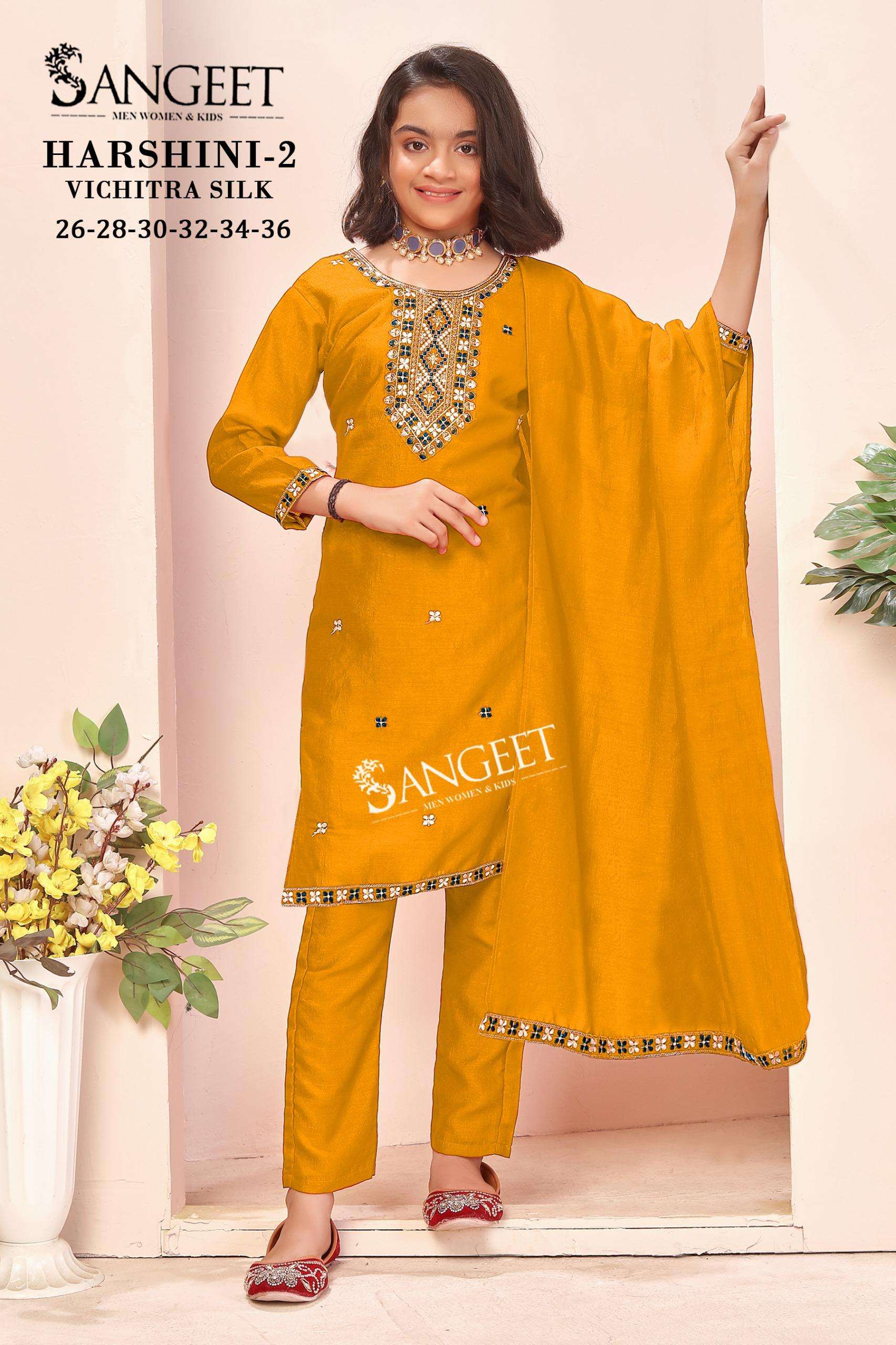 HARSHINI-2 BY SANGEET IN VICHITRA BLOOMING SILK WITH HEAVY EMBROIDERY NECK AND LACE 