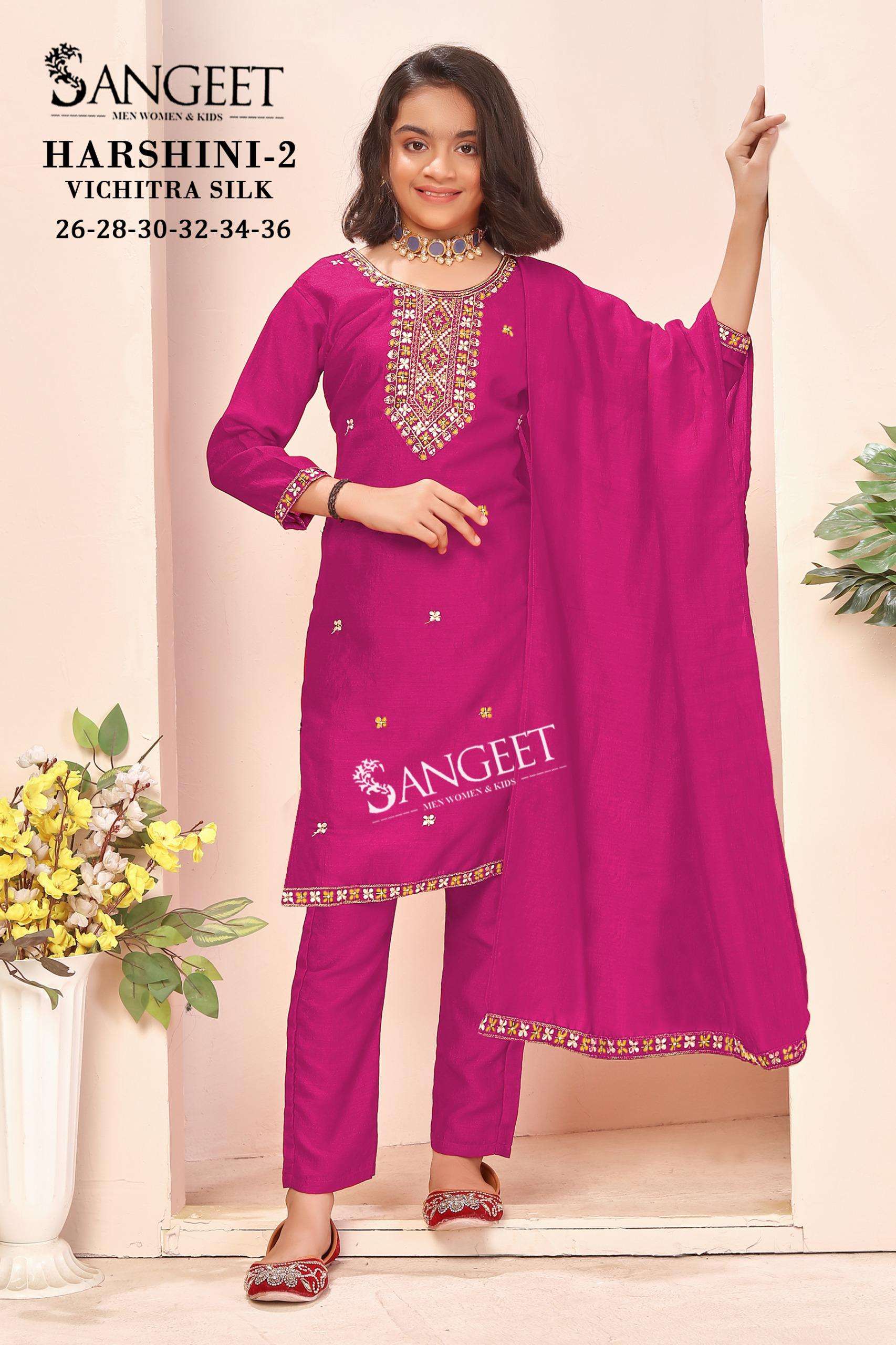 HARSHINI-2 BY SANGEET IN VICHITRA BLOOMING SILK WITH HEAVY EMBROIDERY NECK AND LACE 