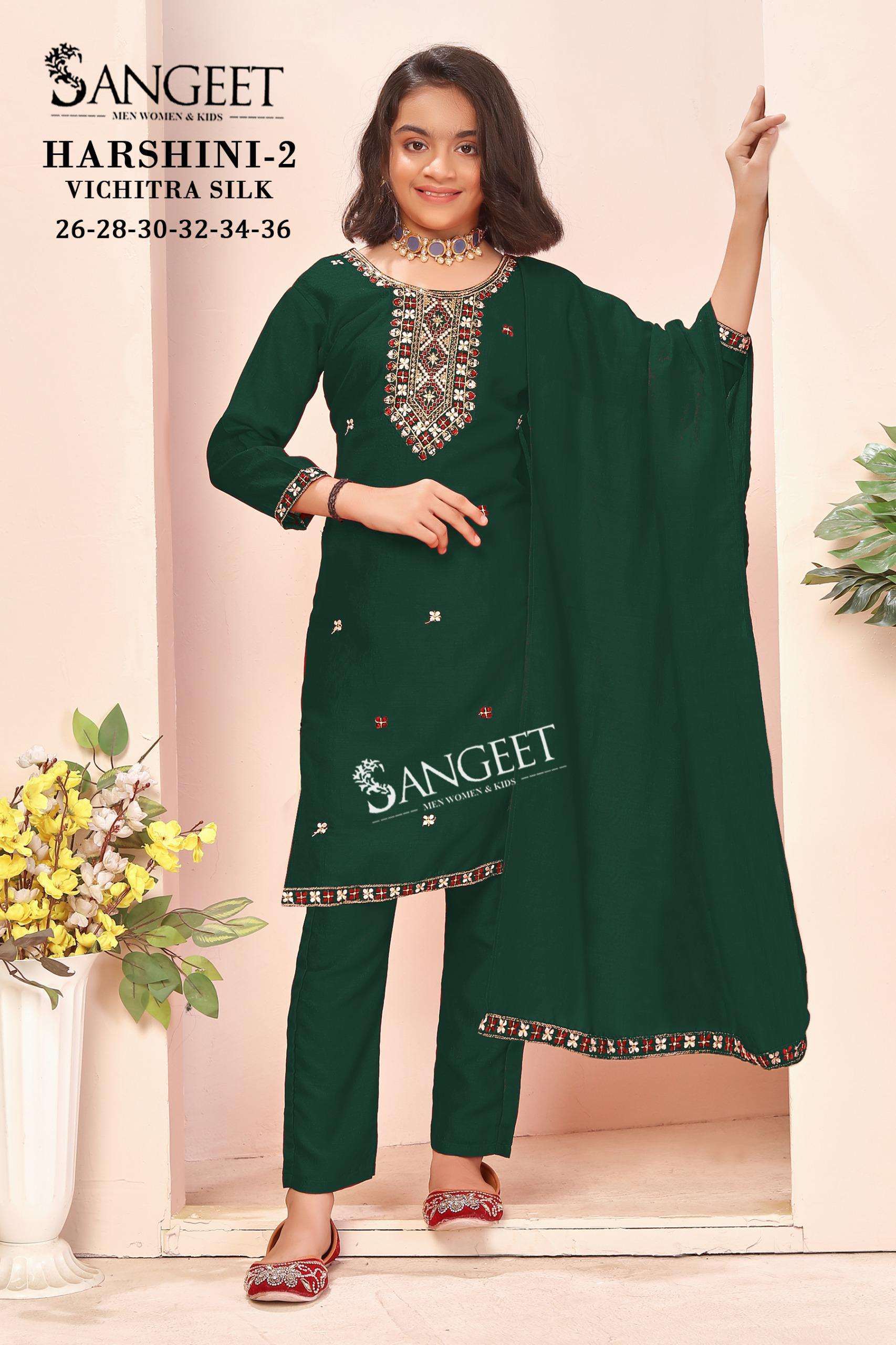 HARSHINI-2 BY SANGEET IN VICHITRA BLOOMING SILK WITH HEAVY EMBROIDERY NECK AND LACE 