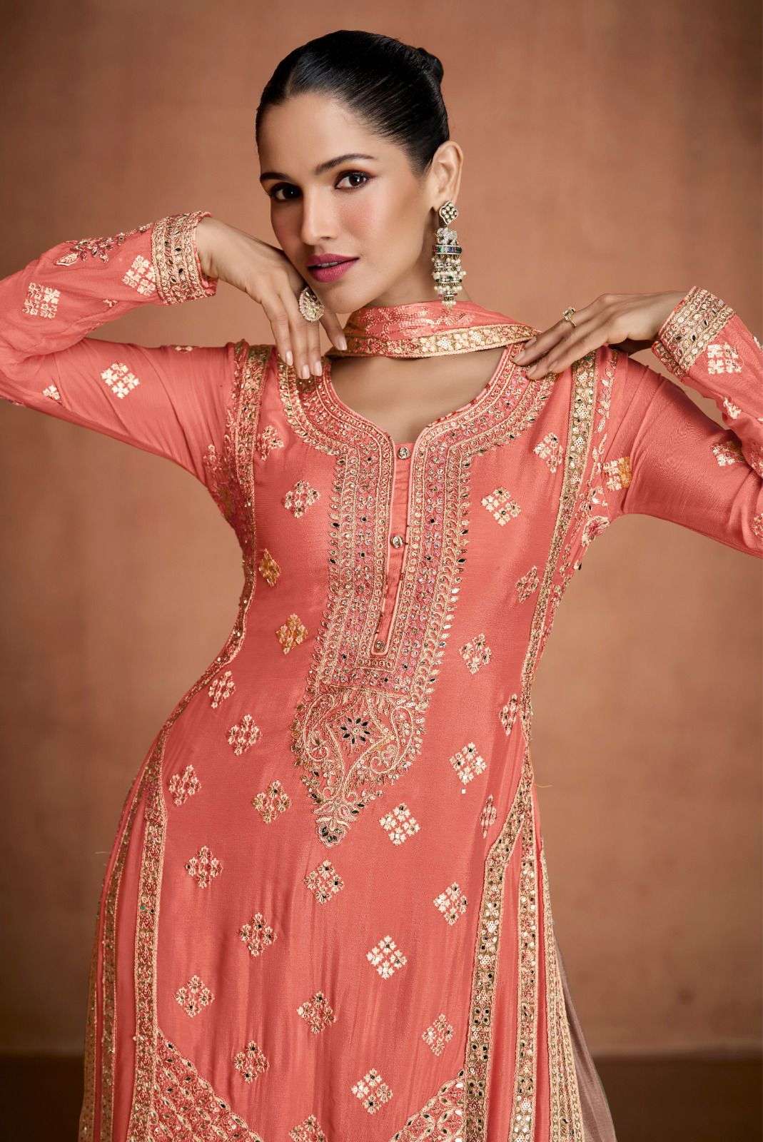 HIMANI BY GULKAYRA DESIGNER IN REAL CHINON SILK WITH EMBROIDERY WORK 