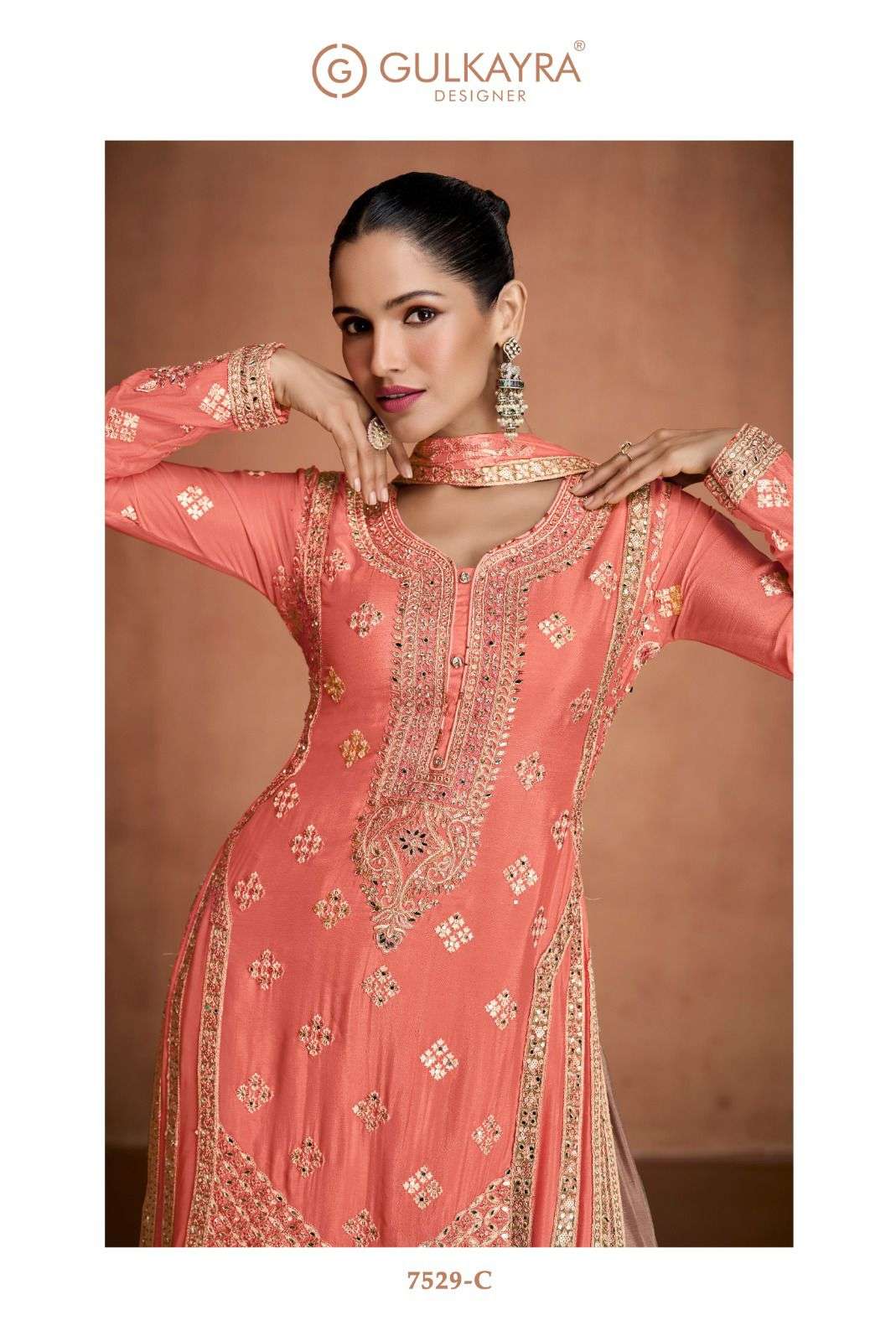 HIMANI BY GULKAYRA DESIGNER IN REAL CHINON SILK WITH EMBROIDERY WORK 