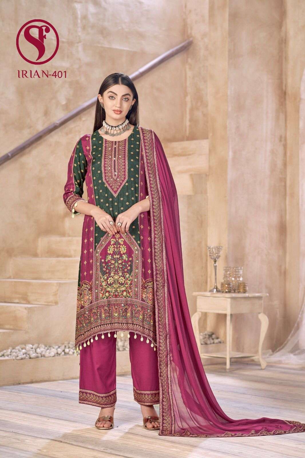 IRIAN BY SWEETY FASHION IN PURE MUSLIN DIGITAL PRINTED WITH HANDWORK & PLAZZO 