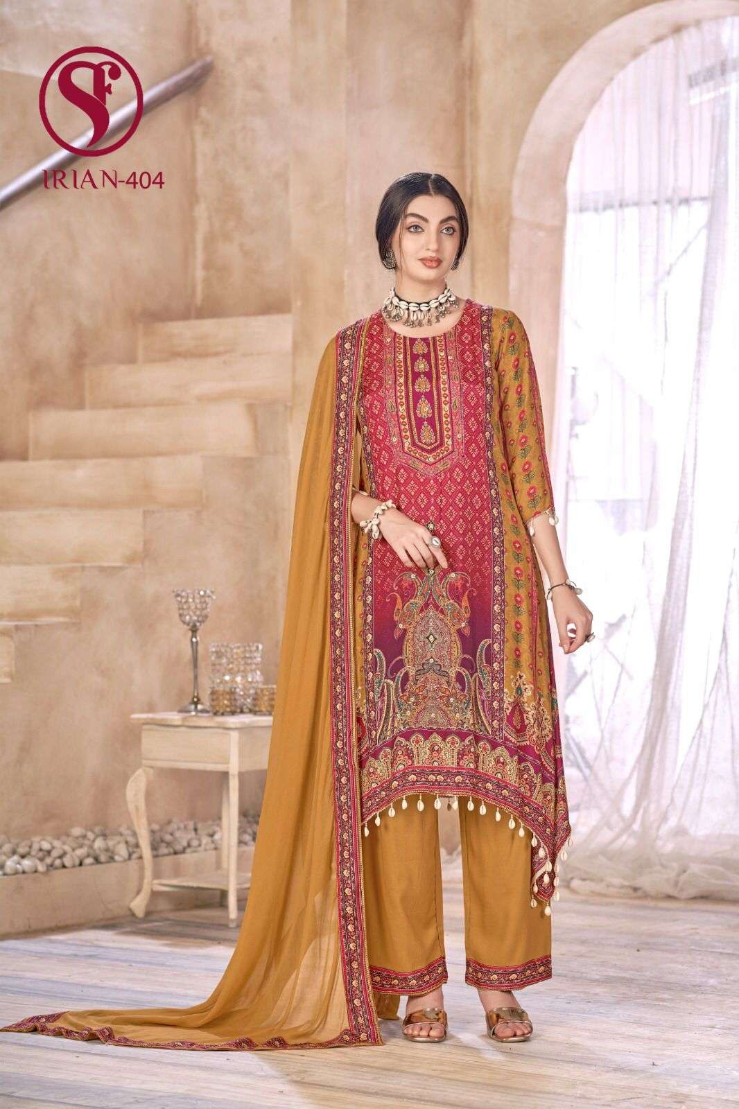 IRIAN BY SWEETY FASHION IN PURE MUSLIN DIGITAL PRINTED WITH HANDWORK & PLAZZO 