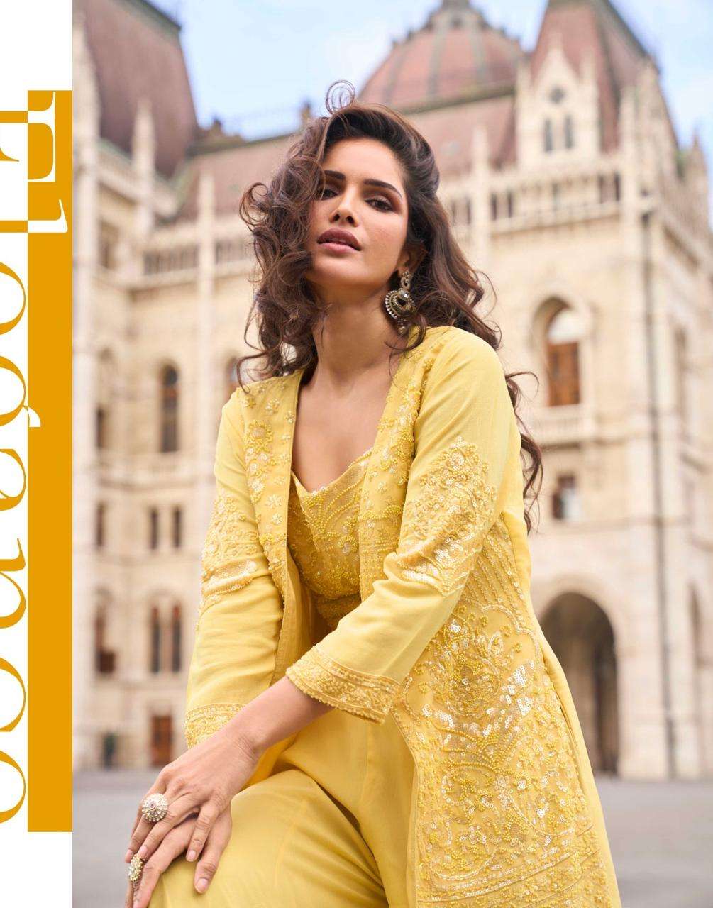 ISHA BY SAYURI DESIGNER IN REAL PREMIUM GEROGETTE WITH EMBROIDERED BLOUSE AND PLAZZO 