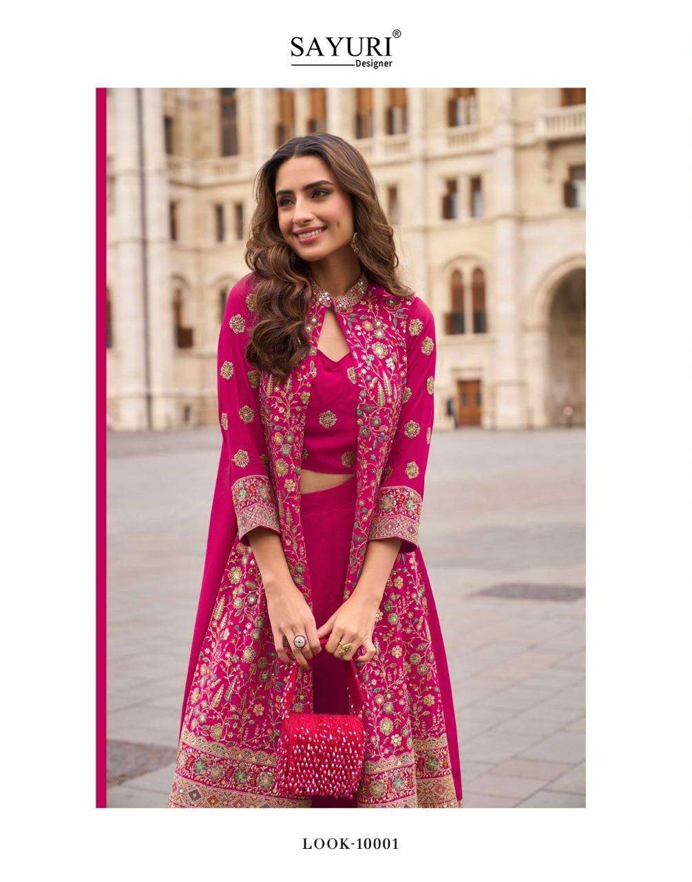 ISHA BY SAYURI DESIGNER IN REAL PREMIUM GEROGETTE WITH EMBROIDERED BLOUSE AND PLAZZO 