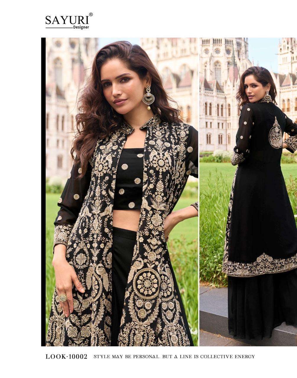 ISHA BY SAYURI DESIGNER IN REAL PREMIUM GEROGETTE WITH EMBROIDERED BLOUSE AND PLAZZO 