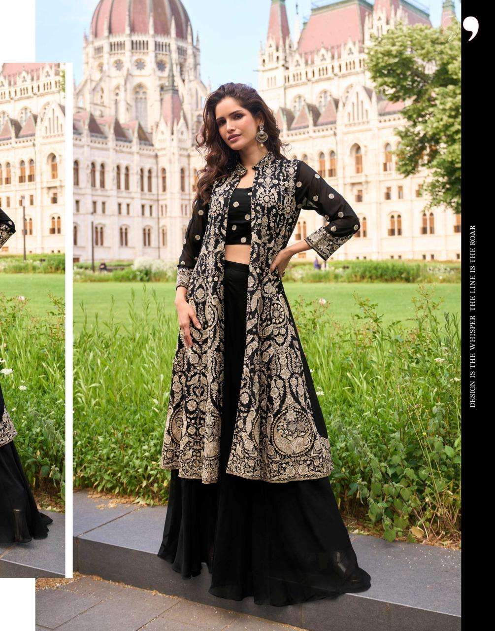 ISHA BY SAYURI DESIGNER IN REAL PREMIUM GEROGETTE WITH EMBROIDERED BLOUSE AND PLAZZO 