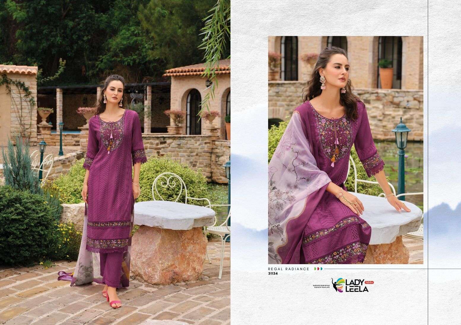 IZHAAR BY LADY LEELA IN PURE MUSLIN FABRIC LUXURY FESTIVE COLLECTION WITH EMBROIDERY 