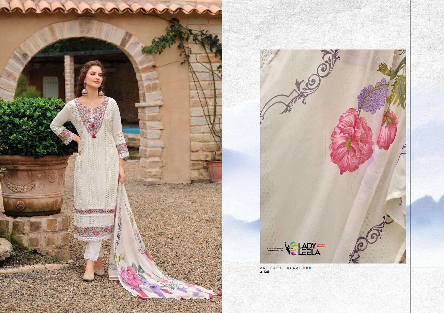 IZHAAR BY LADY LEELA IN PURE MUSLIN FABRIC LUXURY FESTIVE COLLECTION WITH EMBROIDERY 
