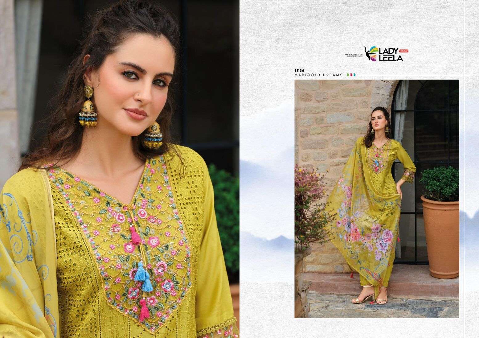 IZHAAR BY LADY LEELA IN PURE MUSLIN FABRIC LUXURY FESTIVE COLLECTION WITH EMBROIDERY 