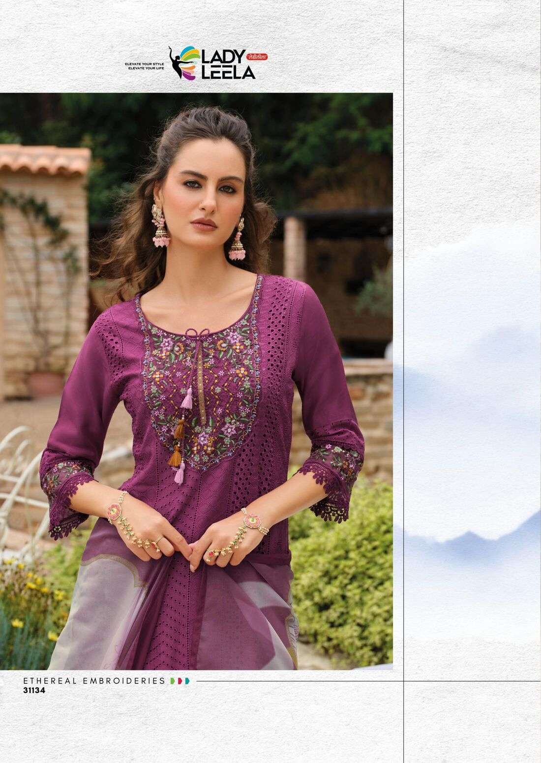 IZHAAR BY LADY LEELA IN PURE MUSLIN FABRIC LUXURY FESTIVE COLLECTION WITH EMBROIDERY 