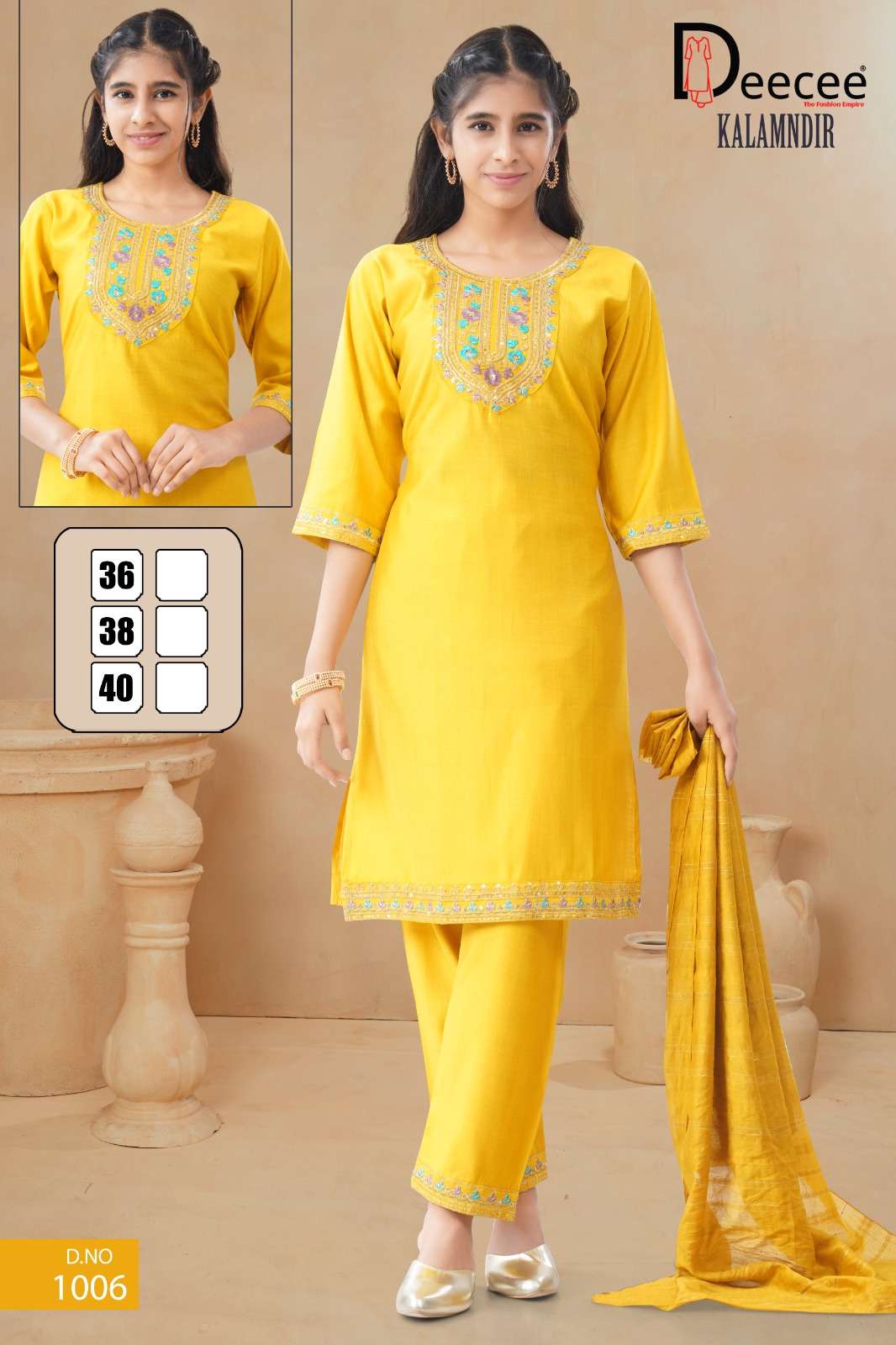 KALAMDIR BY DEECEE IN VATICAN PLAIN FABRICS STRAIGHT KURTI WITH SEQUENCE NECK DESIGN 