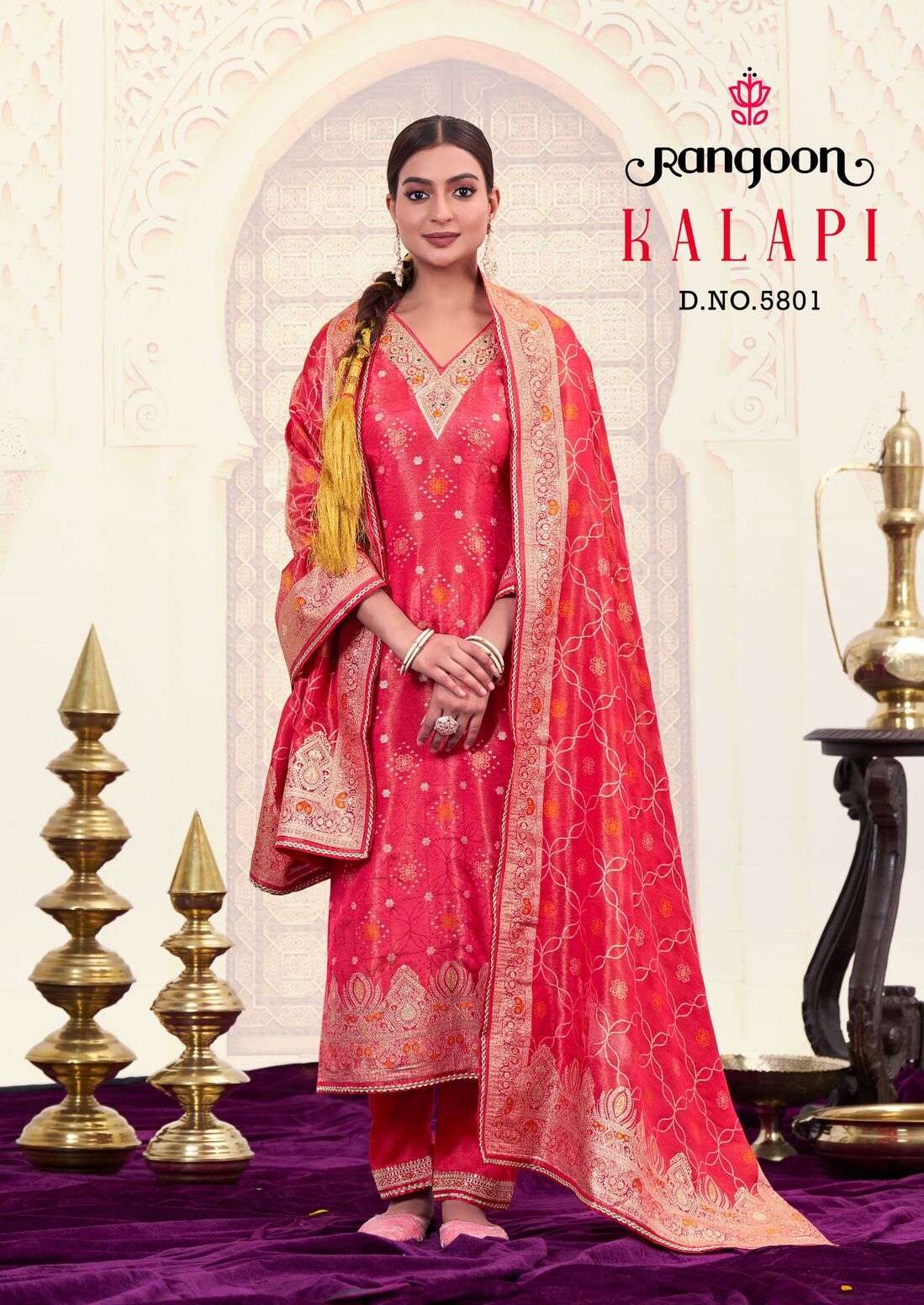 KALAPI BY RANGOON IN PURE SIMMER JACQUARD WITH KHATLI HANDWORK AND FULL COTTON INNER 