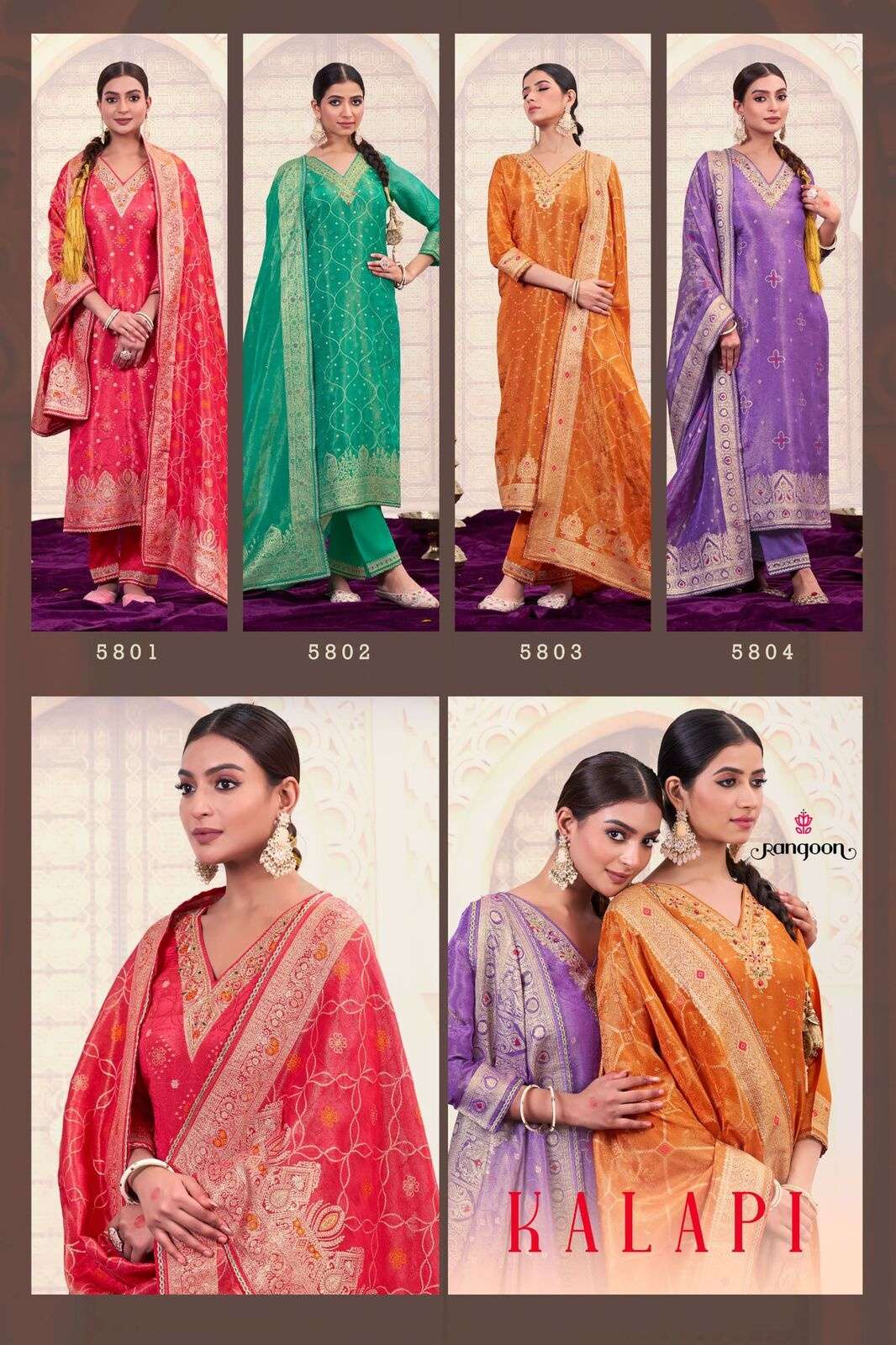 KALAPI BY RANGOON IN PURE SIMMER JACQUARD WITH KHATLI HANDWORK AND FULL COTTON INNER 