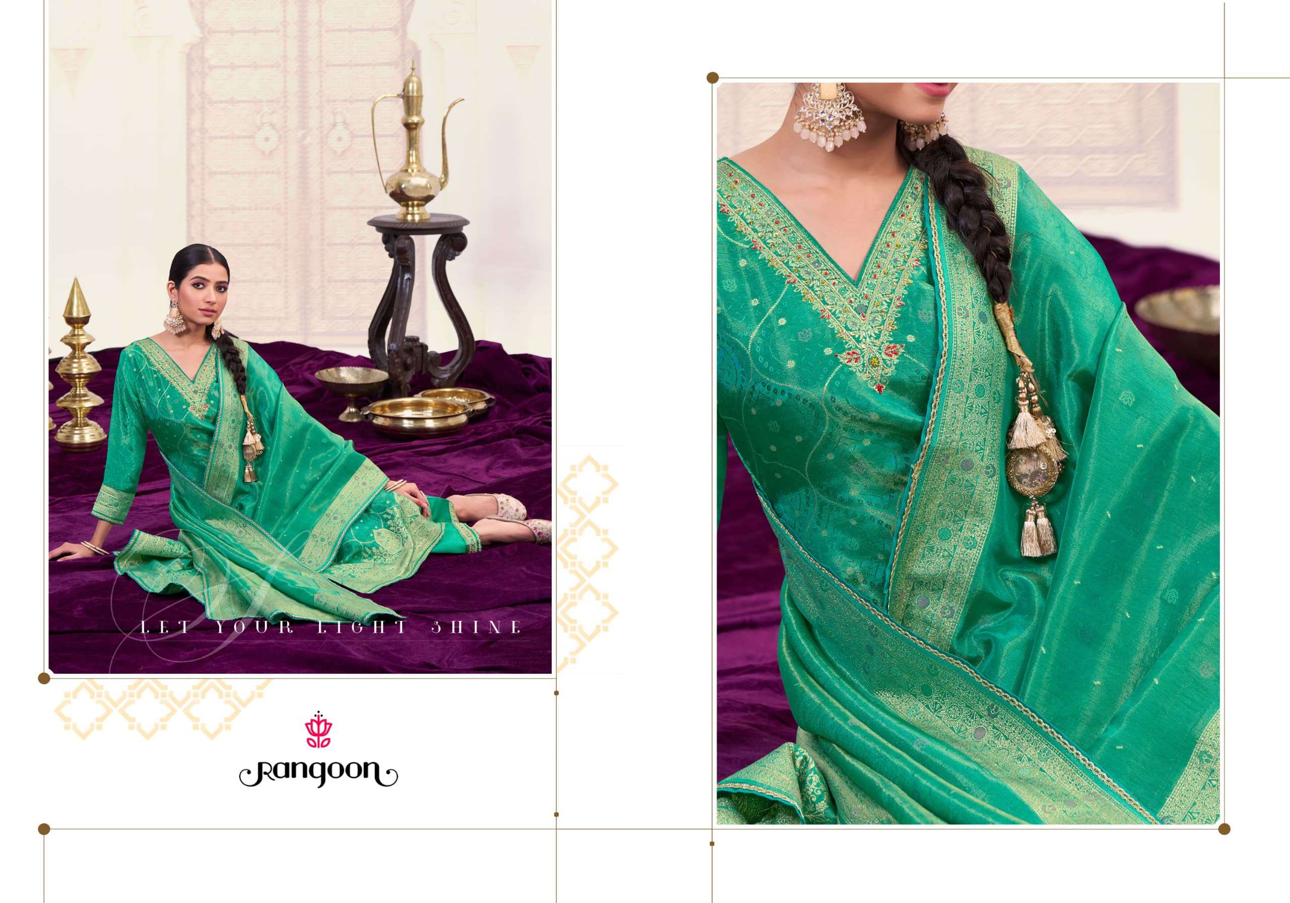 KALAPI BY RANGOON IN PURE SIMMER JACQUARD WITH KHATLI HANDWORK AND FULL COTTON INNER 