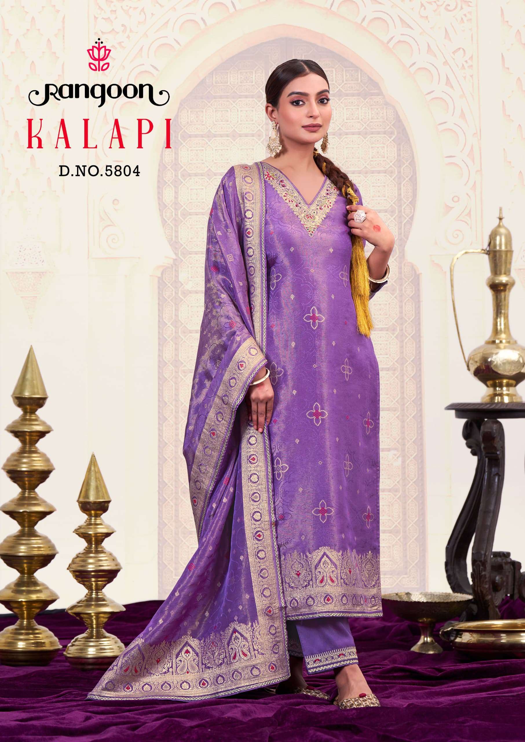 KALAPI BY RANGOON IN PURE SIMMER JACQUARD WITH KHATLI HANDWORK AND FULL COTTON INNER 