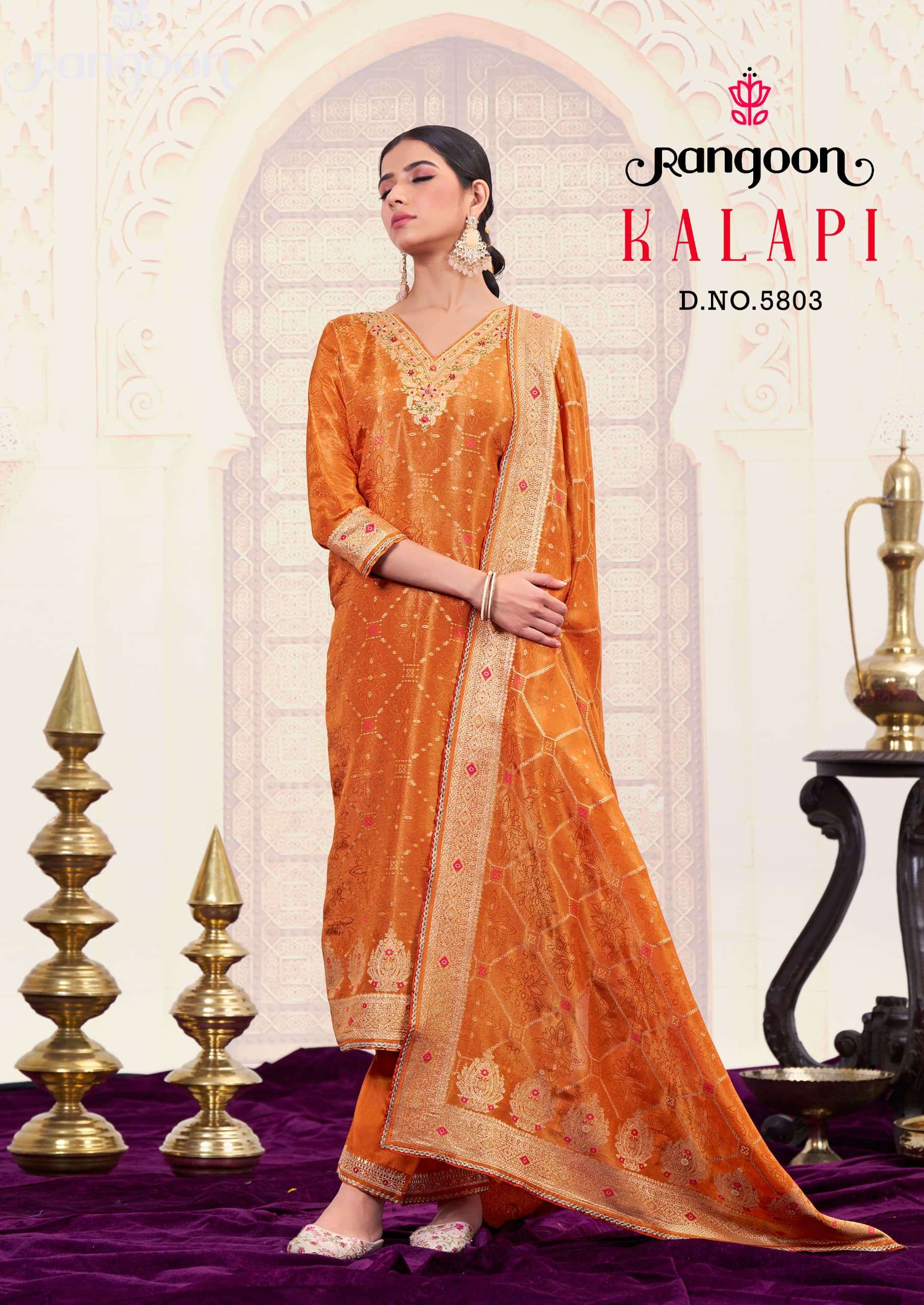 KALAPI BY RANGOON IN PURE SIMMER JACQUARD WITH KHATLI HANDWORK AND FULL COTTON INNER 