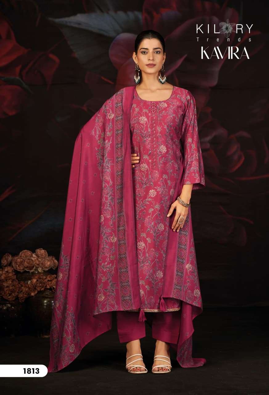 KAVIRA BY KILORY TRENDS IN PURE MUSLIN SILK DIGITAL PRINT WITH EMBROIDERY TIE WORK