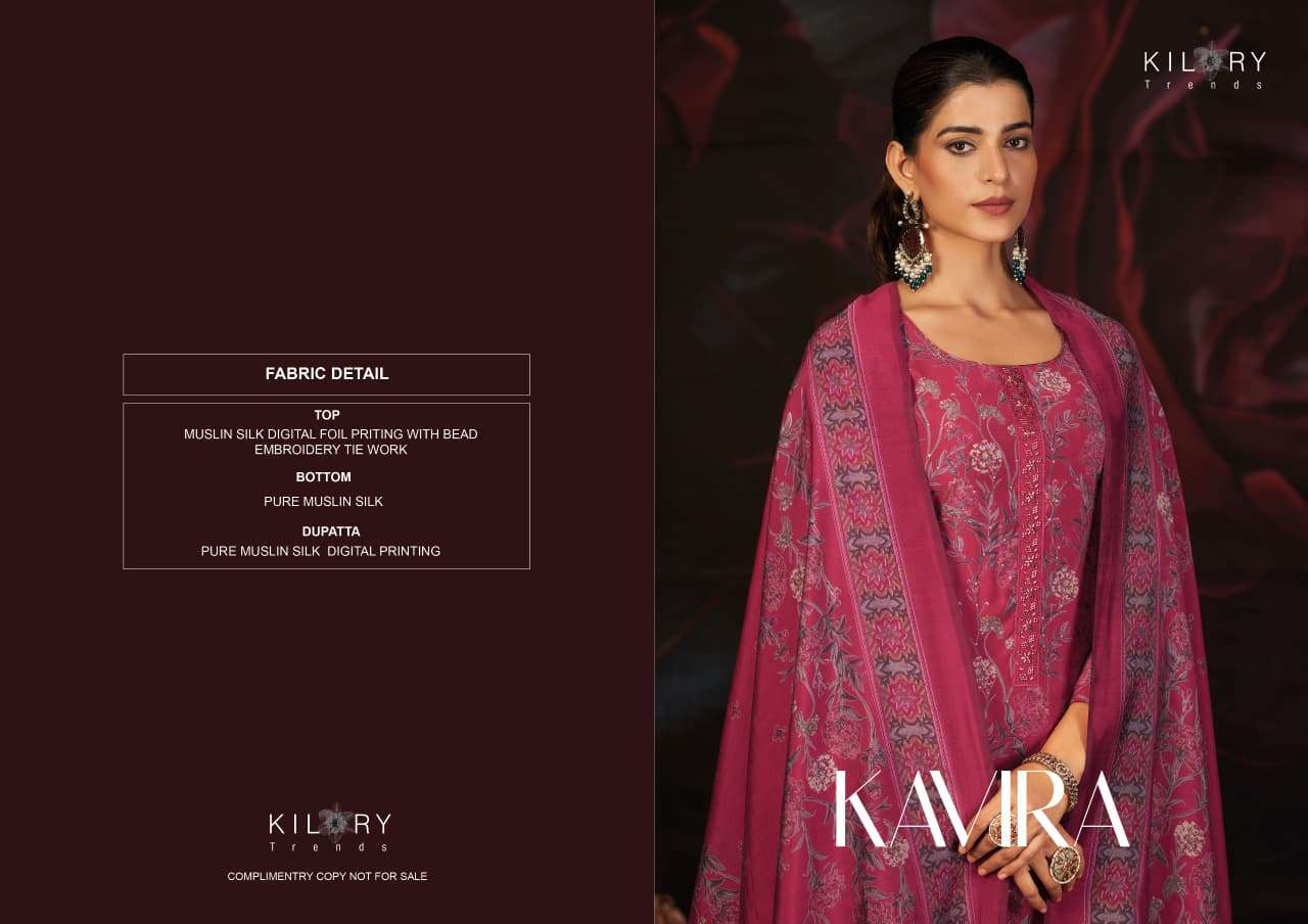 KAVIRA BY KILORY TRENDS IN PURE MUSLIN SILK DIGITAL PRINT WITH EMBROIDERY TIE WORK