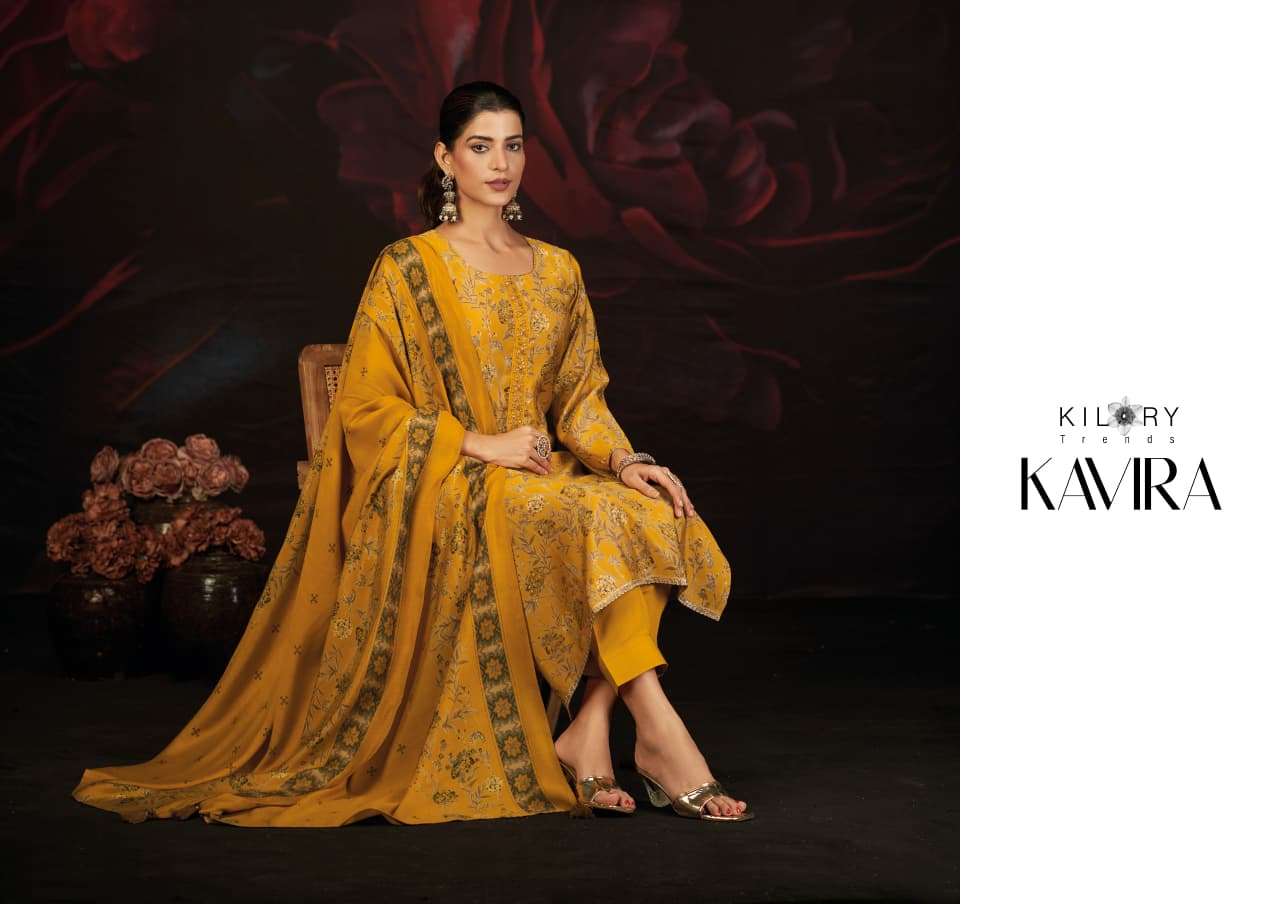 KAVIRA BY KILORY TRENDS IN PURE MUSLIN SILK DIGITAL PRINT WITH EMBROIDERY TIE WORK