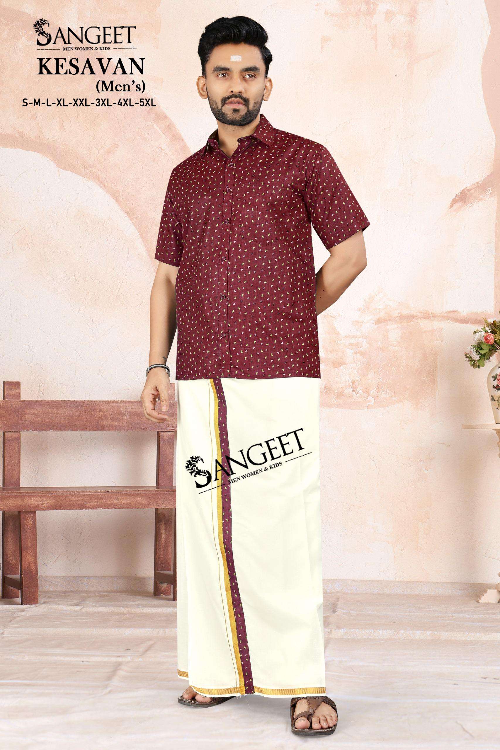 KESAVAN BY SANGEET IN BOMBAY SLUB COTTON PRINT WITH VELCRO TAPE VESTI 