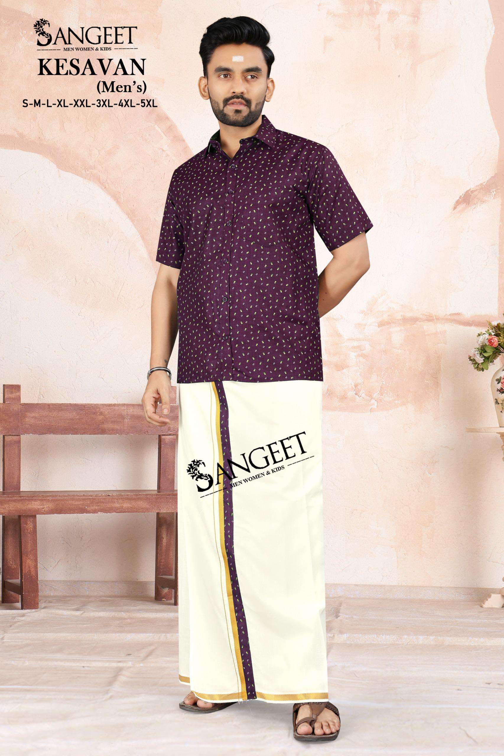 KESAVAN BY SANGEET IN BOMBAY SLUB COTTON PRINT WITH VELCRO TAPE VESTI 